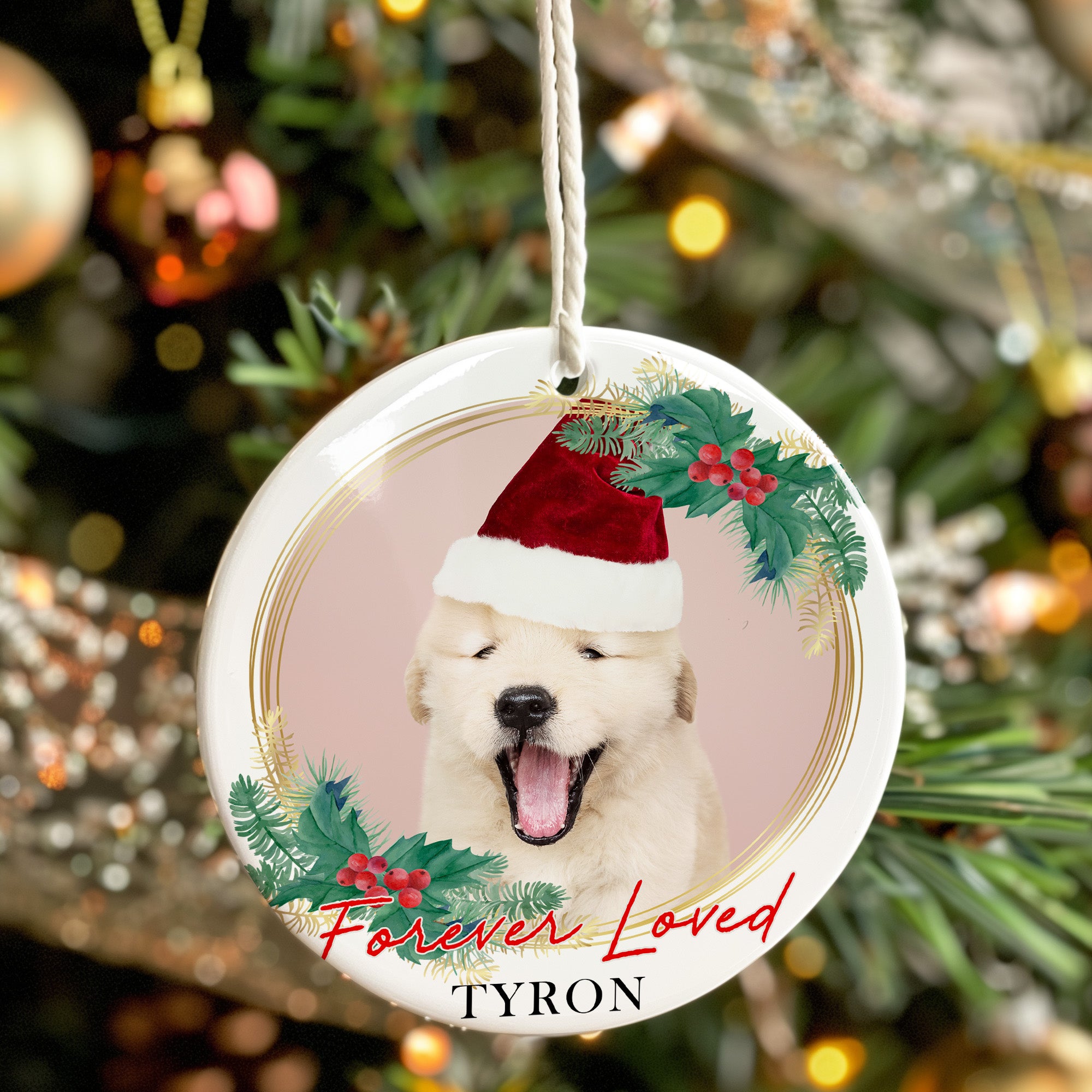 Personalized "Forever Loved" Ceramic Holiday Ornament with Adorable Puppy Design - Perfect Gift for Dog Lovers - Image 7
