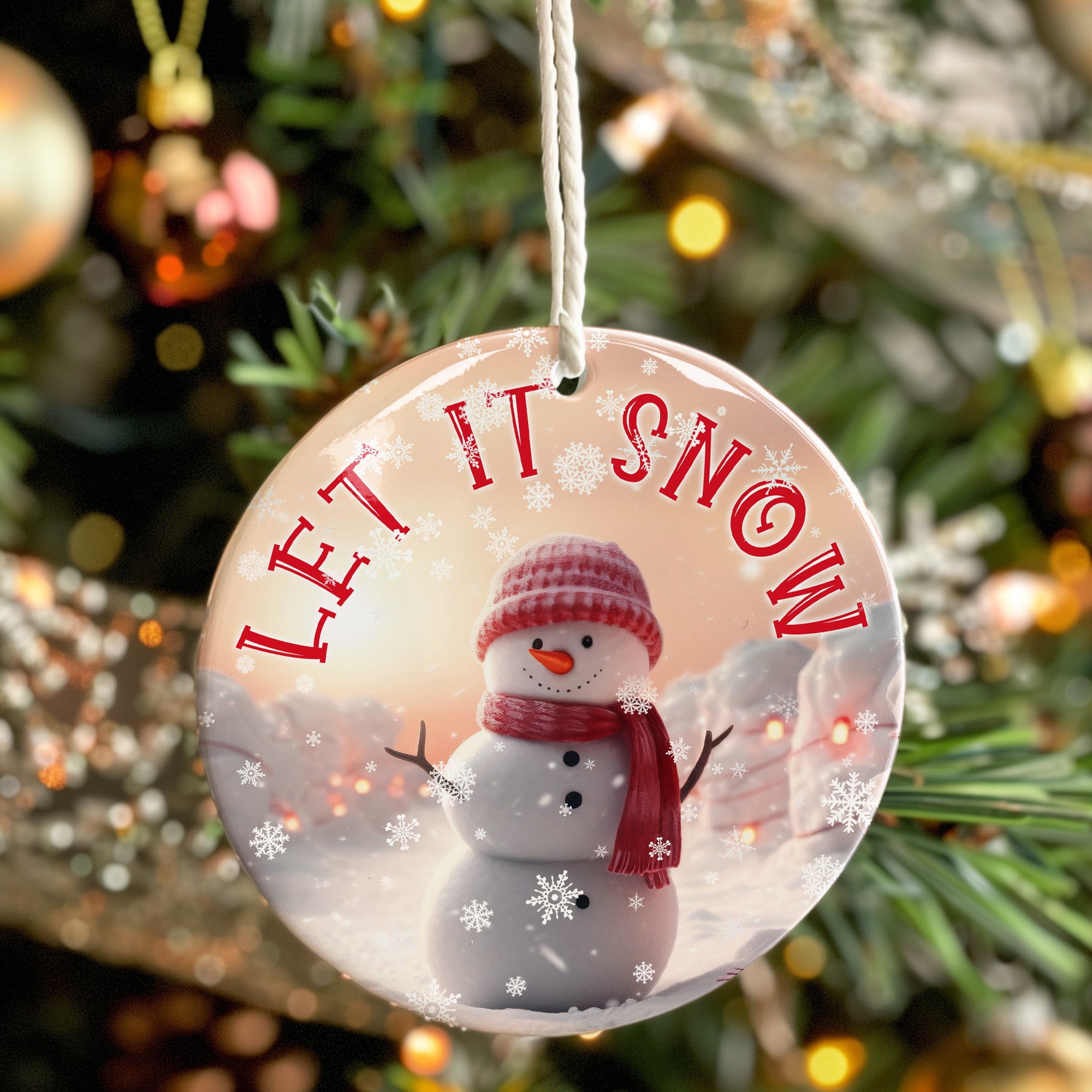 Personalized "Let It Snow" Ceramic Ornament - Handcrafted Holiday Snowman Keepsake with Customization Options - Image 7
