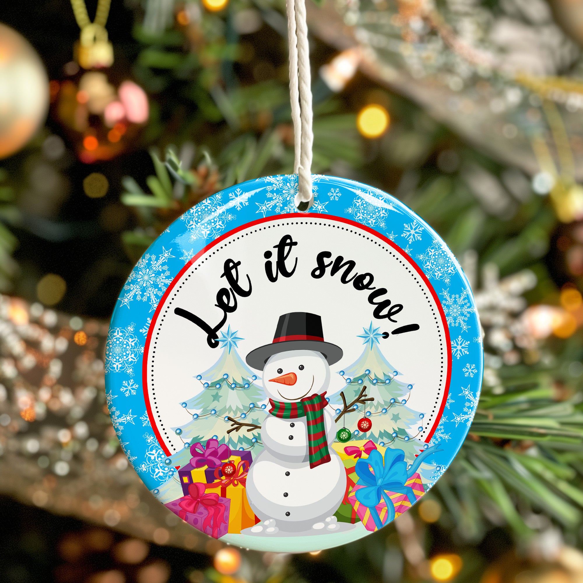 Personalized Ceramic Snowman Ornament with "Let it Snow" Design – Perfect Holiday Gift for Family & Friends - Image 7
