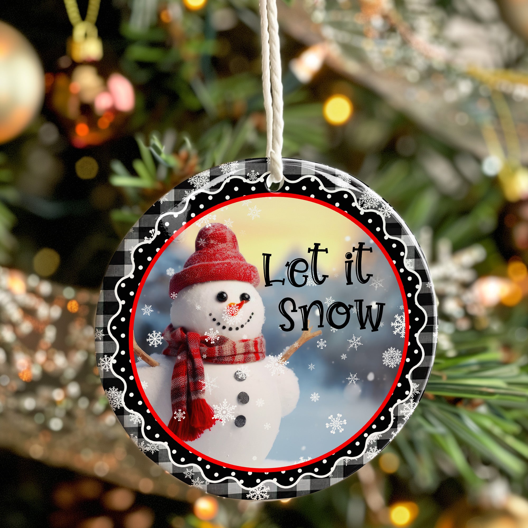 Personalized Snowman Ceramic Ornament with Festive Plaid Design - Perfect Holiday Gift for Family and Friends - Image 7