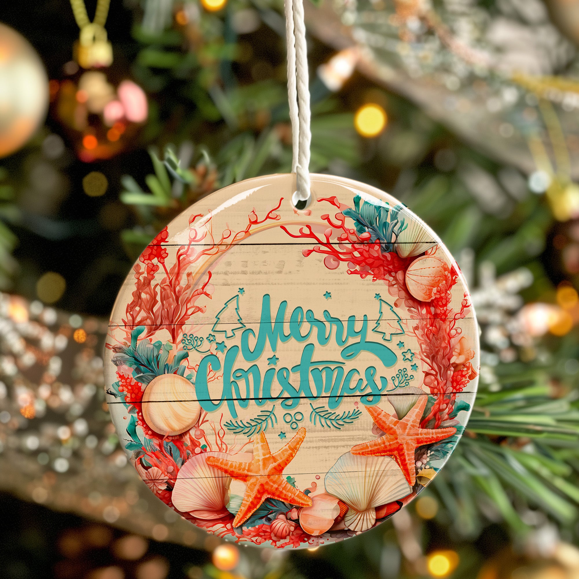 Customizable Coastal Christmas Ceramic Ornament – Handcrafted Nautical Holiday Décor Perfect for Beach Lovers - Image 7