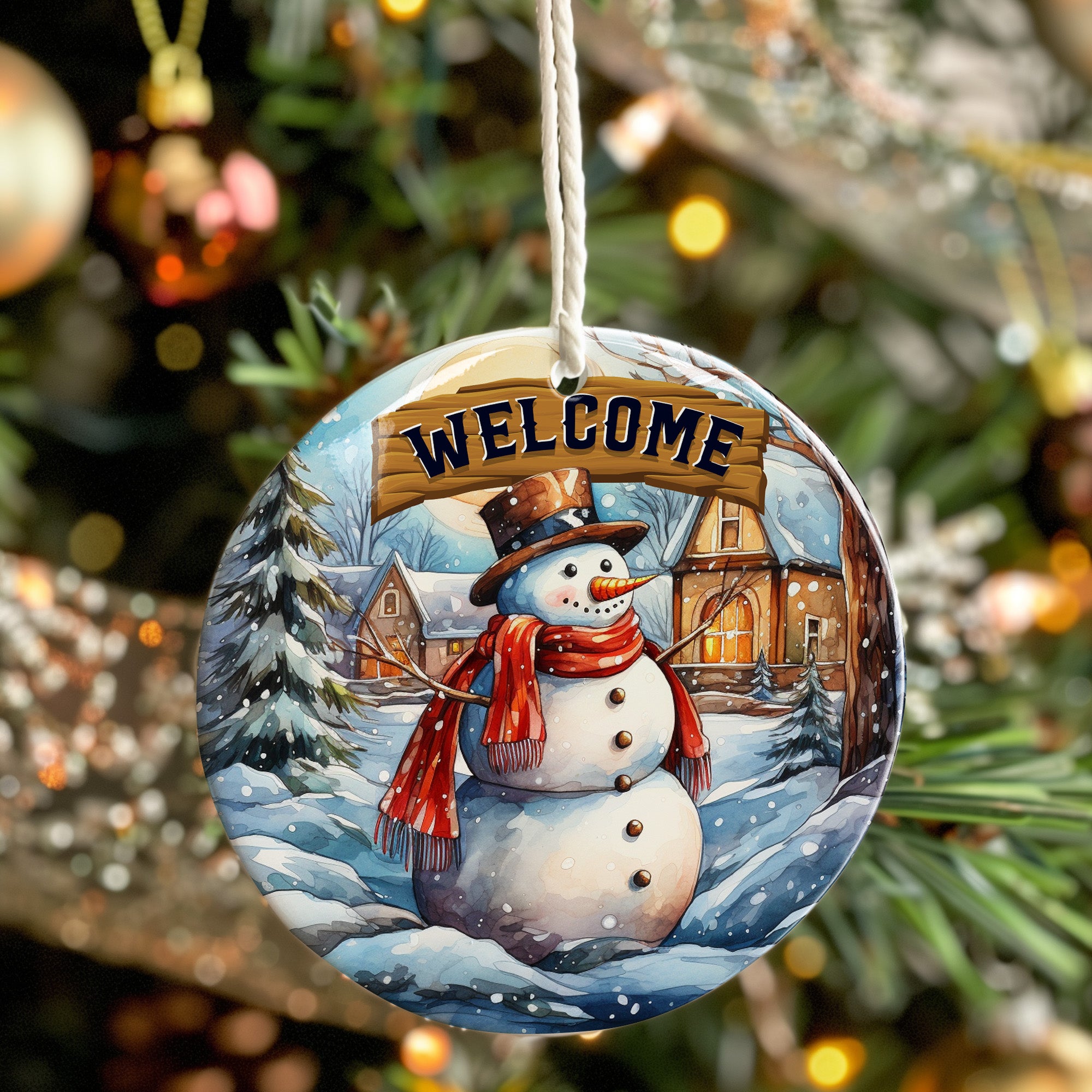 Personalized Welcome Snowman Ceramic Ornament – Custom Holiday Decor for Home or Gift - Image 7