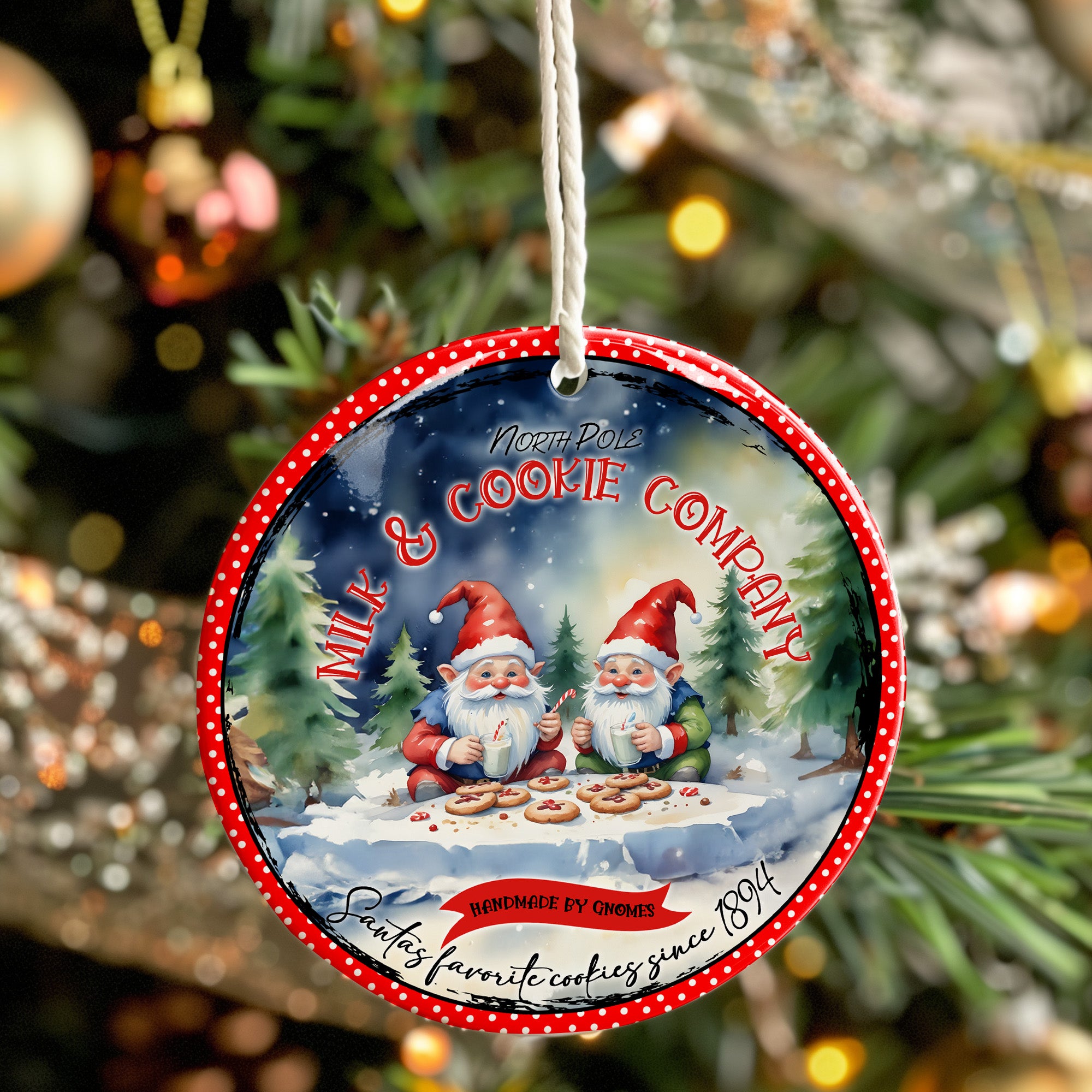 Enchanting Personalized Ceramic Ornament – Handmade Gnome Cookies Design for Christmas Delight - Image 7