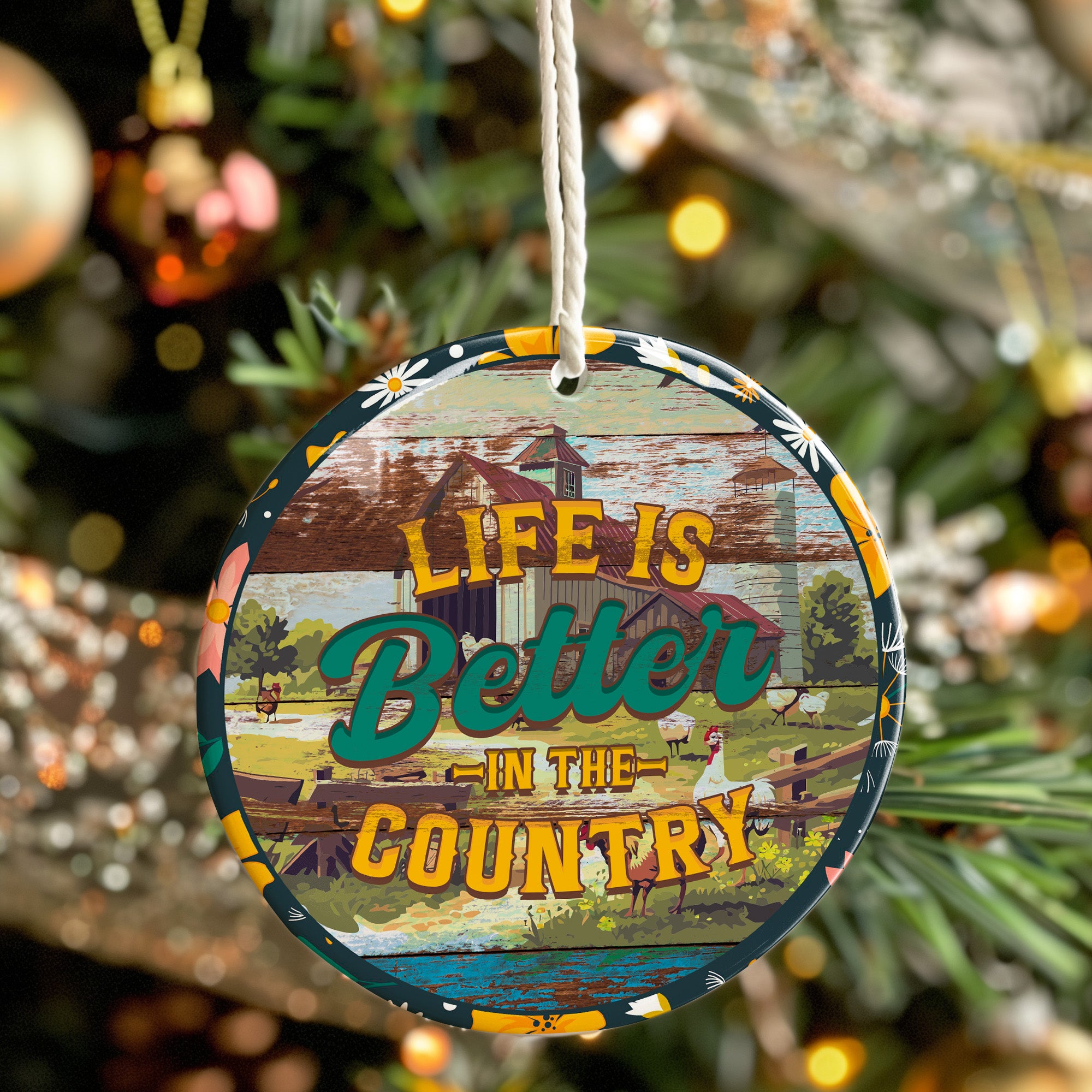 Personalized Rustic Ceramic Ornament - "Life is Better in the Country" - Perfect for Home Decor or Gift Giving - Image 7