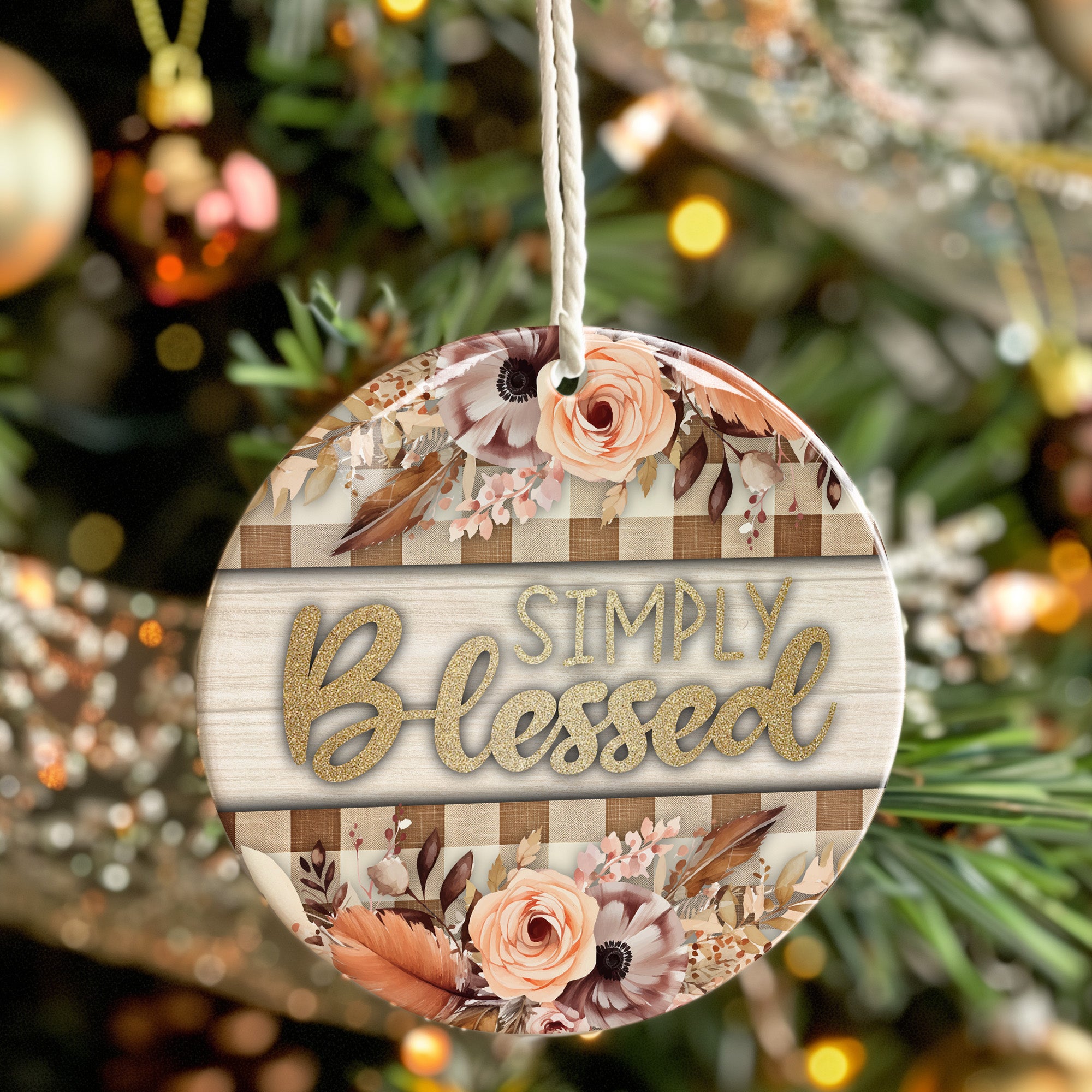 Personalized "Simply Blessed" Ceramic Ornament – Elegant Floral Gift for Loved Ones - Image 7