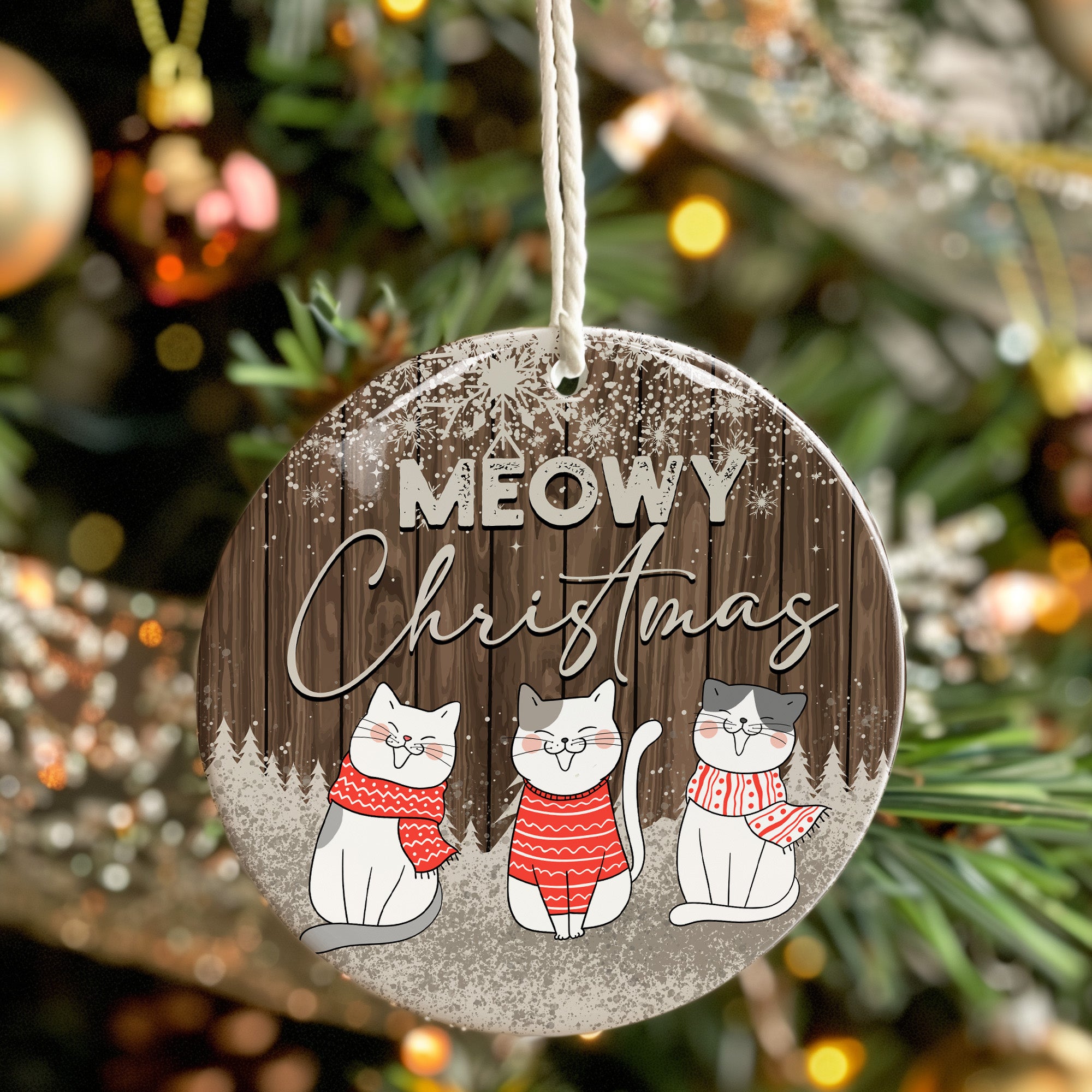Personalized "Meowy Christmas" Ceramic Ornament – Cozy Cat Design, Handmade Holiday Gift - Image 7