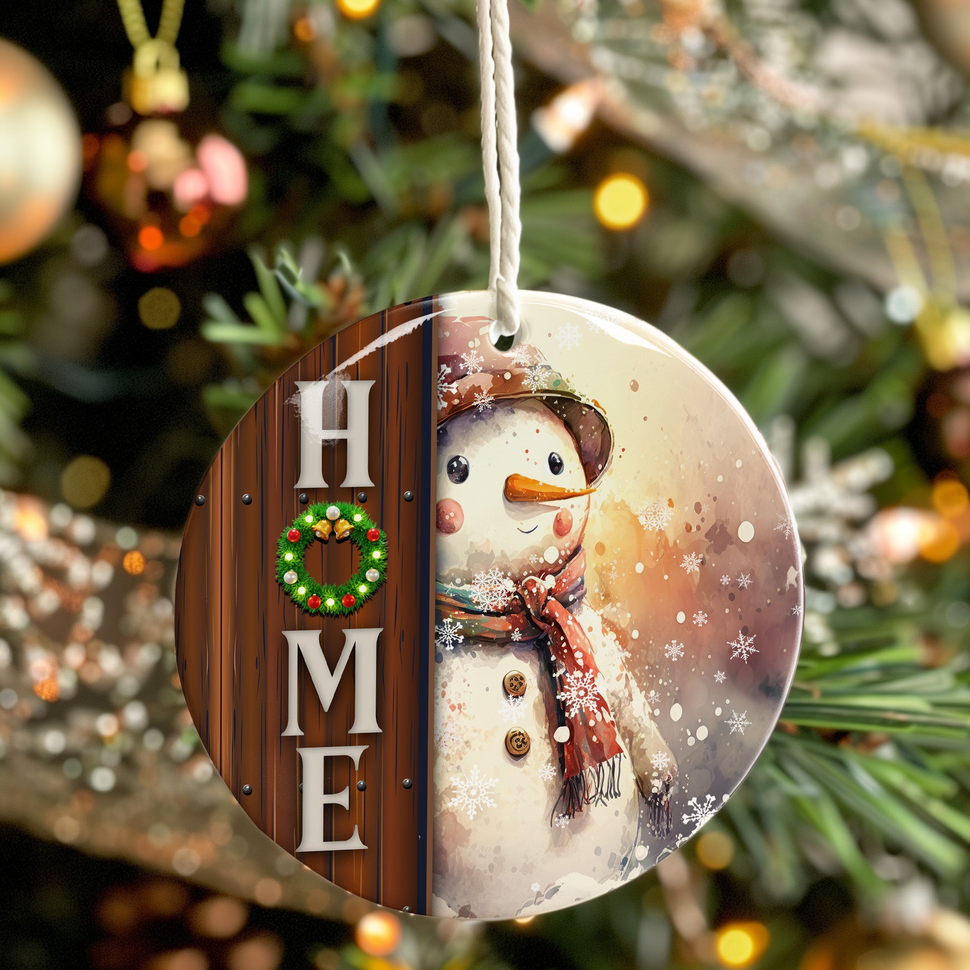 Personalized Snowman Ceramic Ornament with Rustic "Home" Design - Perfect Handmade Holiday Gift for Family and Friends - Image 7
