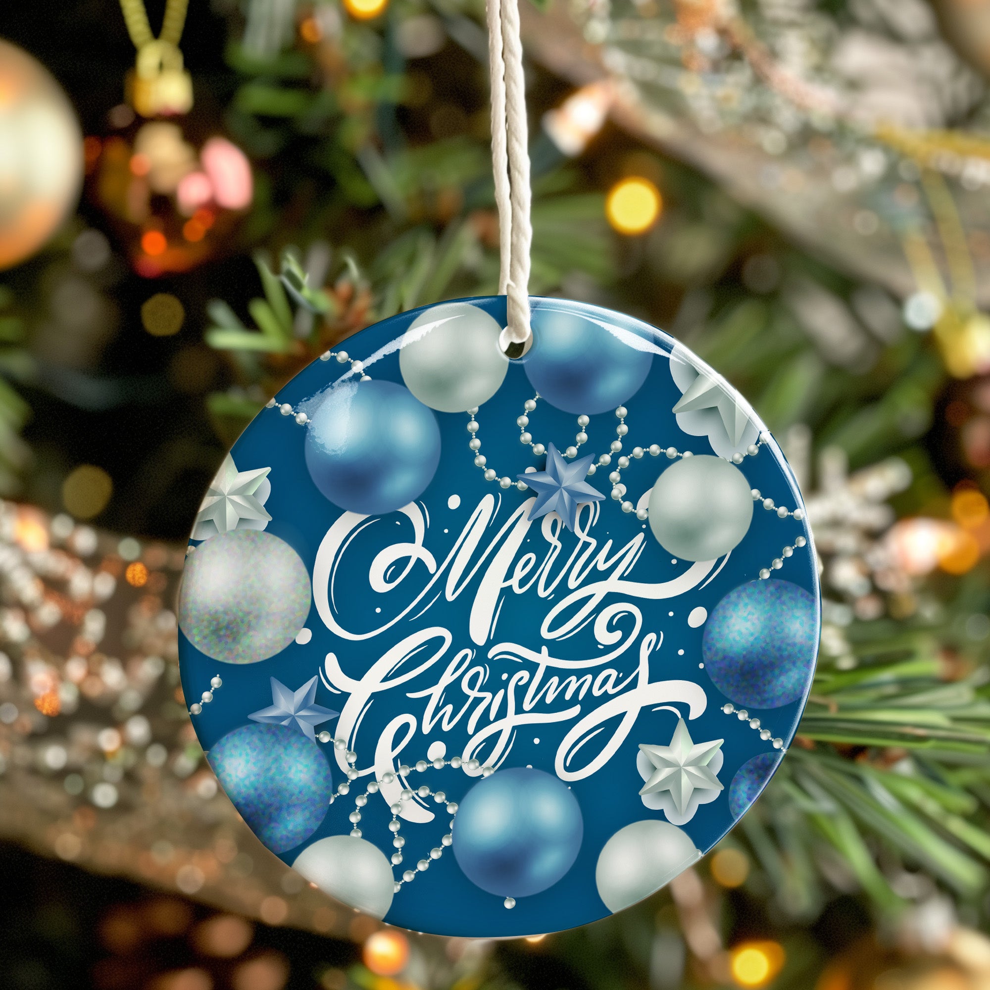 Elegant Personalized Merry Christmas Ceramic Ornament – Handcrafted Holiday Decor with Customization for the Perfect Gift - Image 7