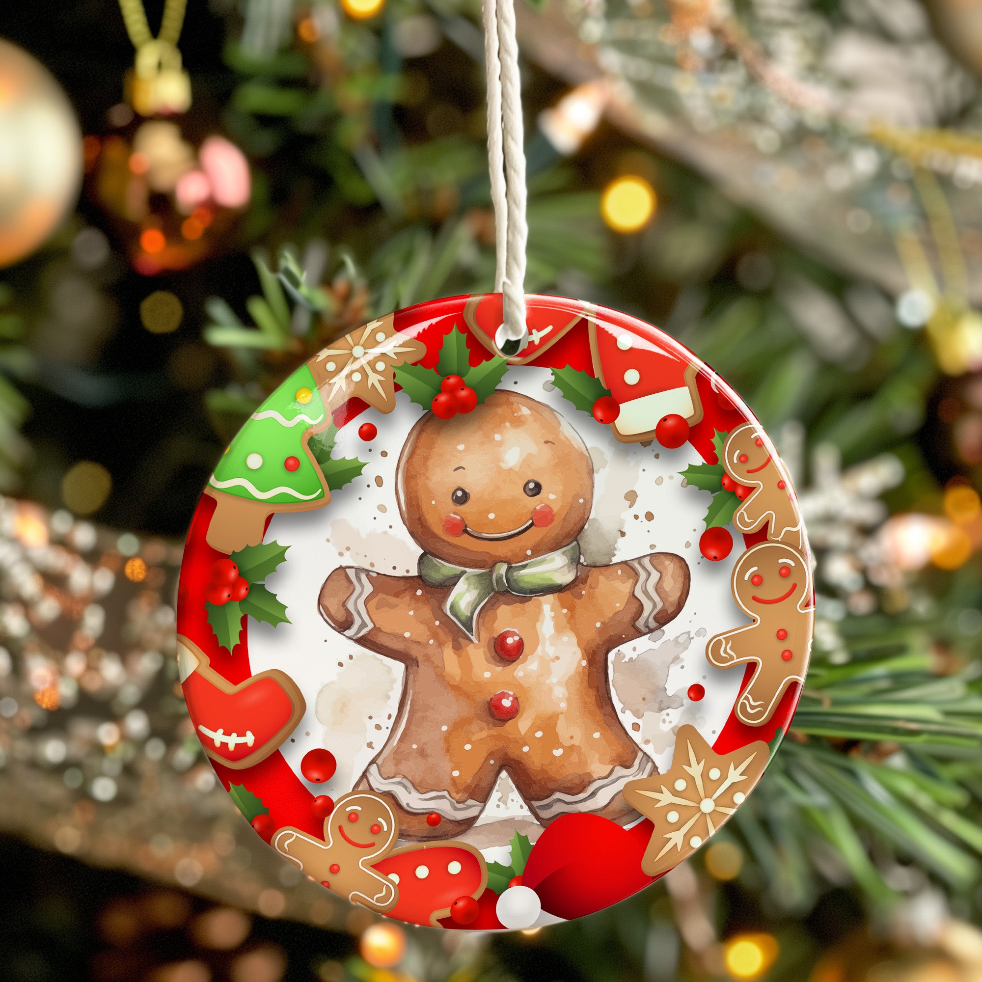 Personalized Gingerbread Man Ceramic Ornament - Handcrafted Christmas Keepsake with Festive Design - Image 7