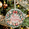 Personalized Merry Christmas Ceramic Ornament – Ocean Inspired Seashell Wreath with Festive Holiday Greeting - Image 7