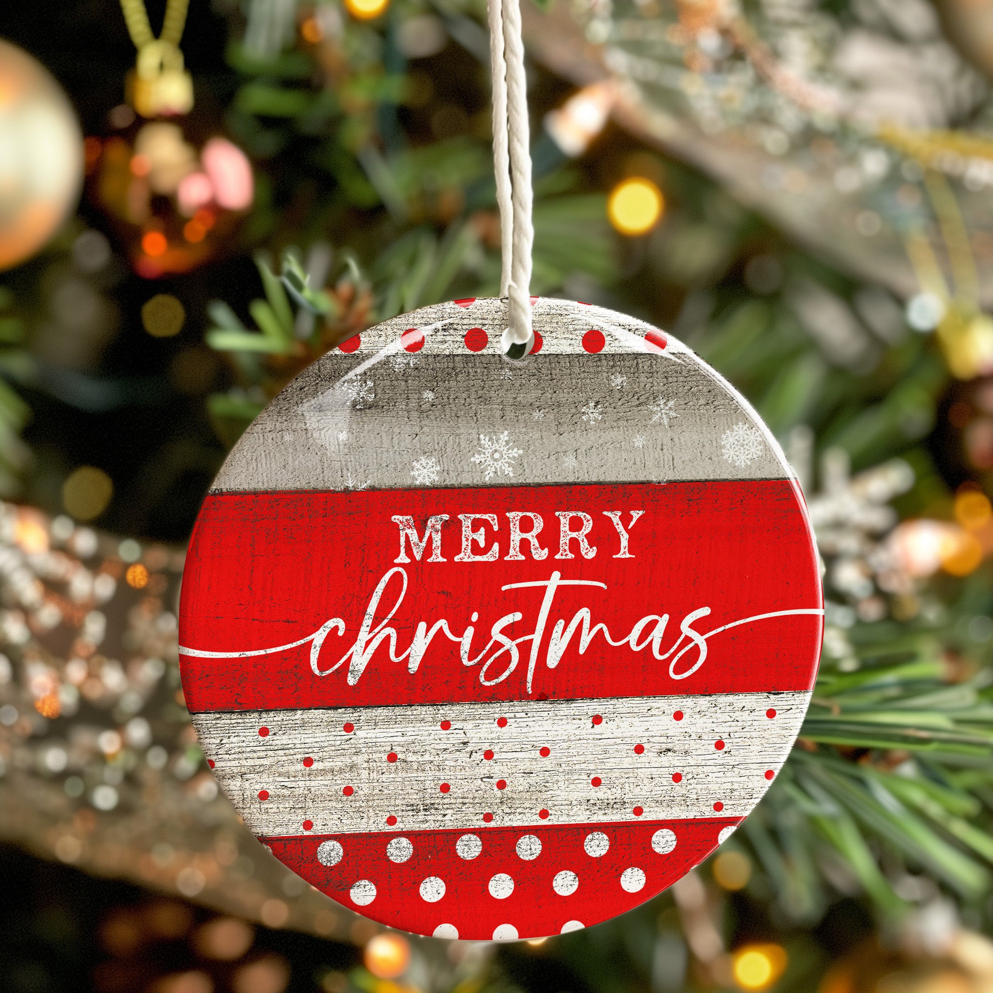 Handcrafted Ceramic Merry Christmas Ornament - Rustic Red & White Personalized Gift for Holiday Cheer - Image 7