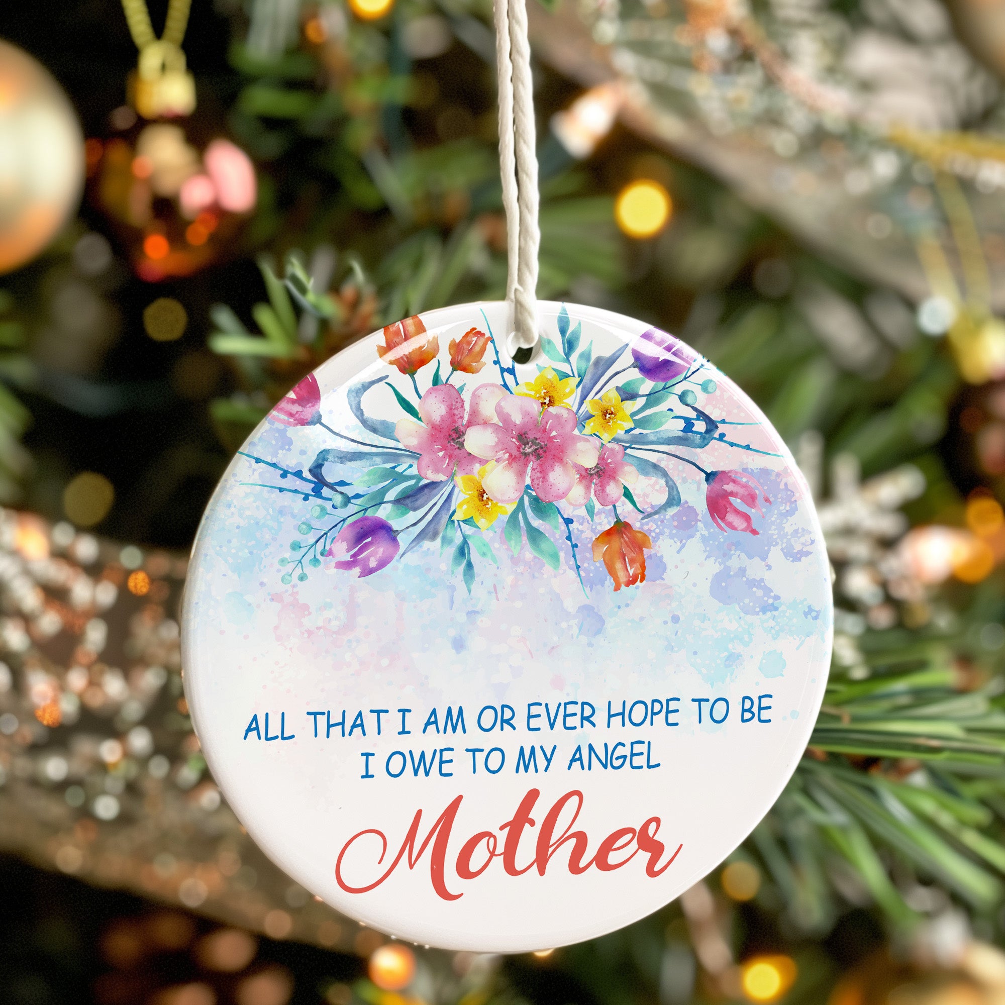 Custom Floral Mother's Day Ceramic Ornament - Personalized Gift for Mom with Inspirational Quote - Image 7