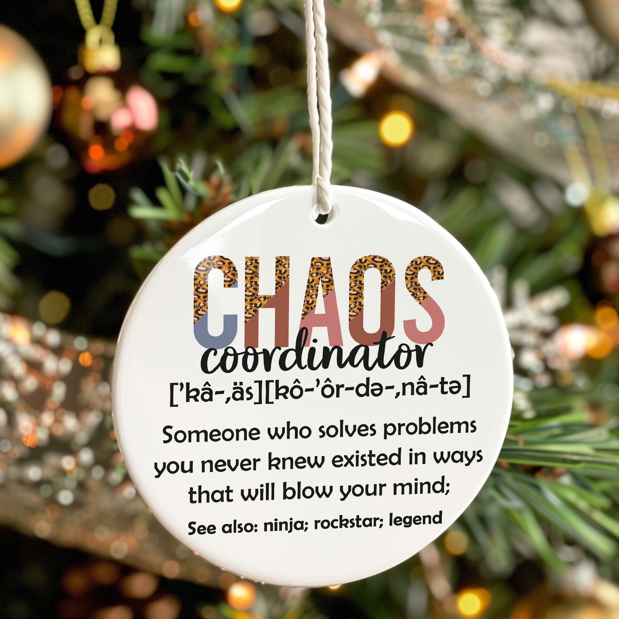 Personalized "Chaos Coordinator" Ceramic Ornament - Unique Gift for Problem Solvers, Handmade with Inspirational Design - Image 7