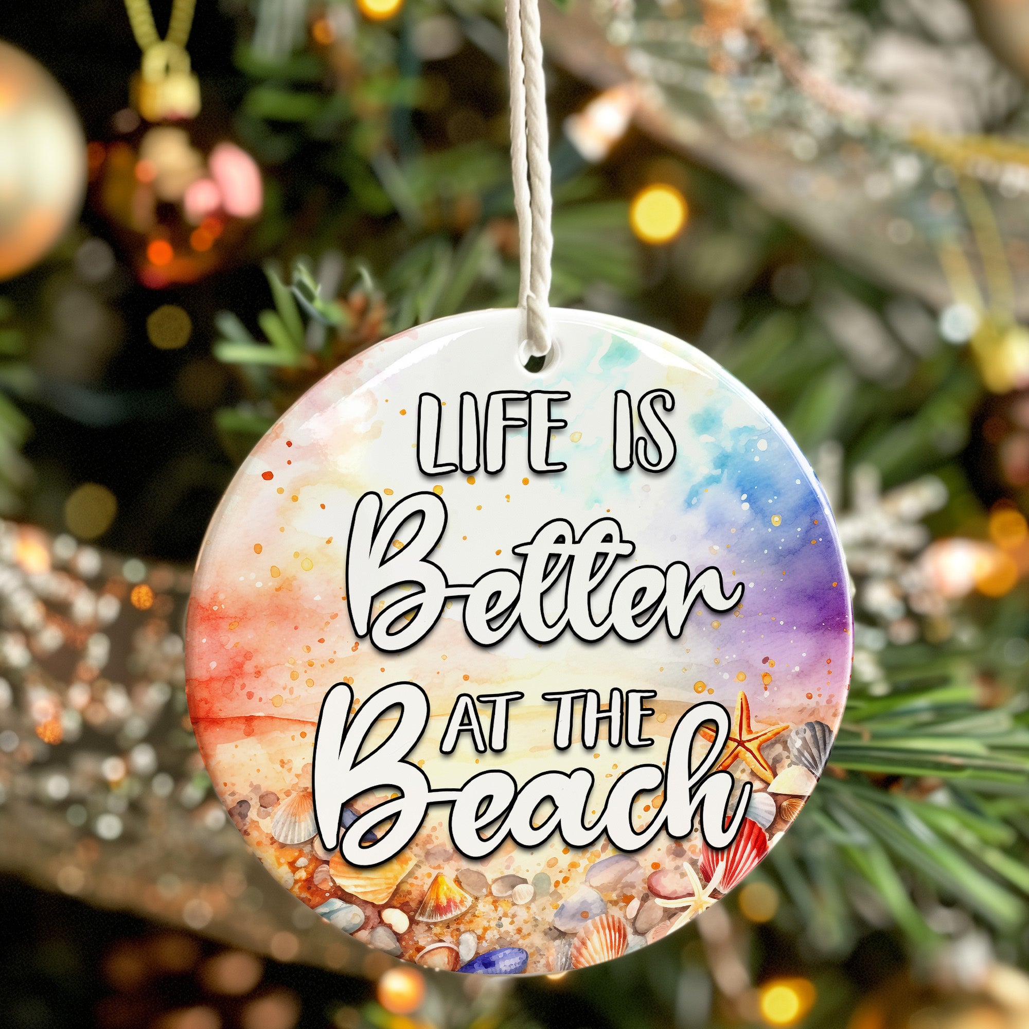 Personalized "Life is Better at the Beach" Ceramic Ornament – Handcrafted Coastal Decor for Beach Lovers - Image 7