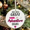 Personalized Pregnancy Announcement Ceramic Ornament – "Our Next Great Adventure Begins" with Customizable Text - Image 7