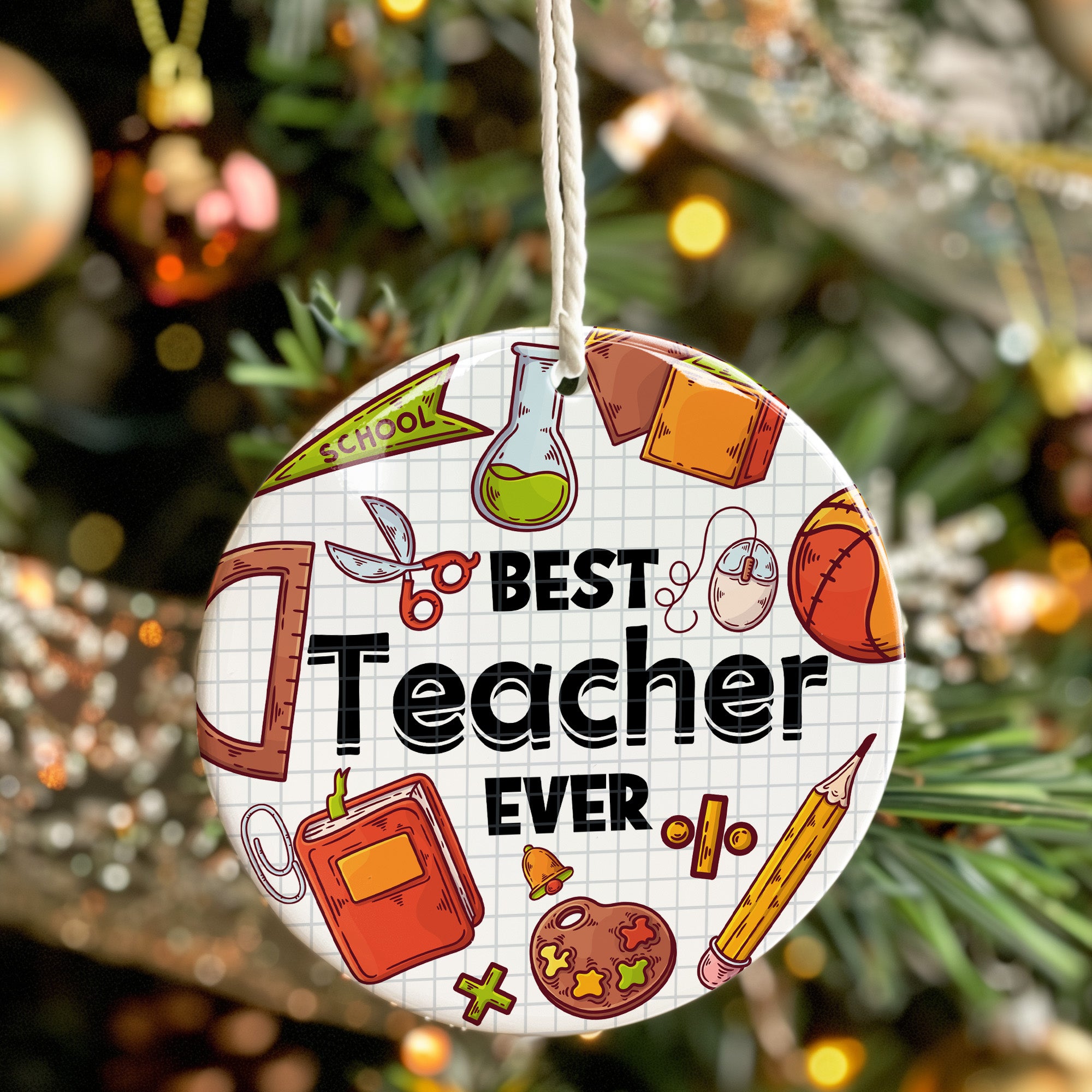 Personalized "Best Teacher Ever" Ceramic Ornament - Handcrafted Appreciation Gift for Educators, Ideal for Teacher's Day or Graduation - Image 7