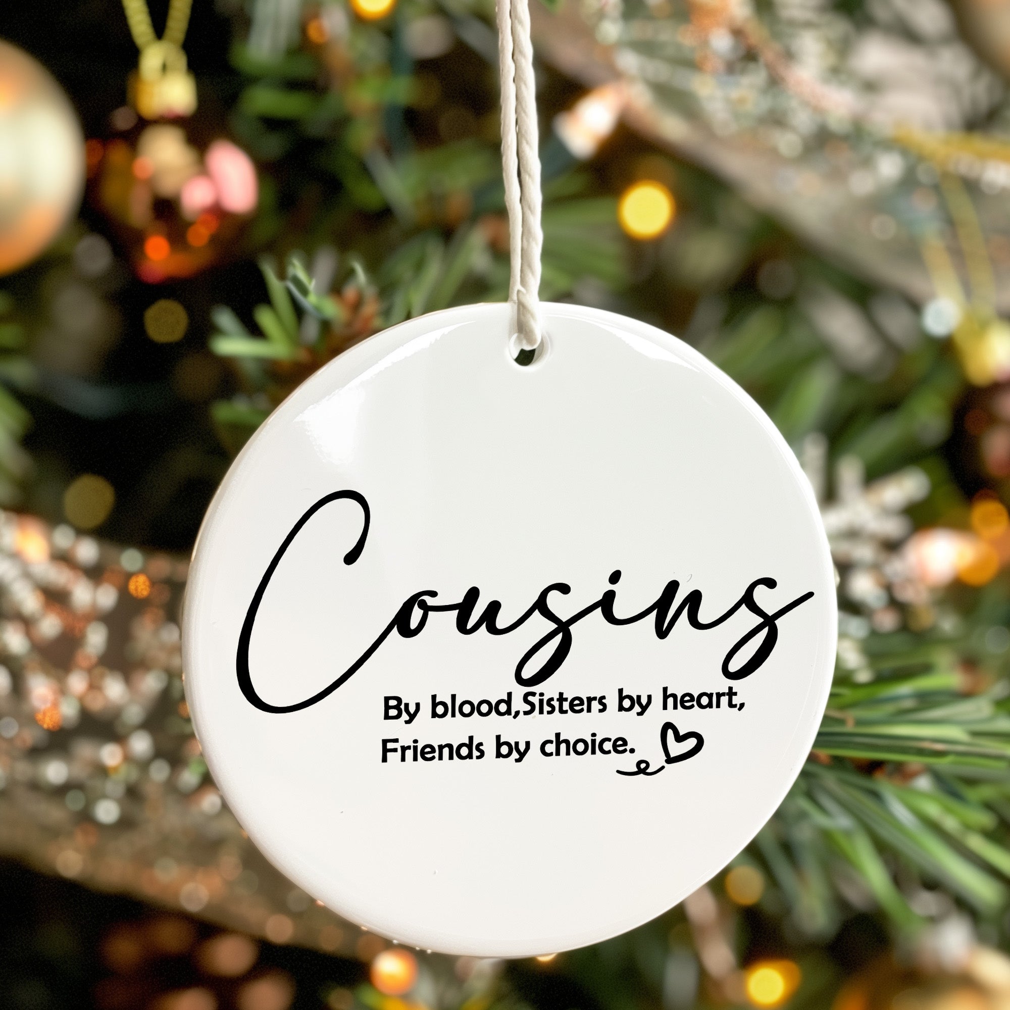 Personalized "Cousins" Ceramic Ornament – Heartfelt Gift for Family and Friends, Sisters by Heart, Friendship Keepsake - Image 7