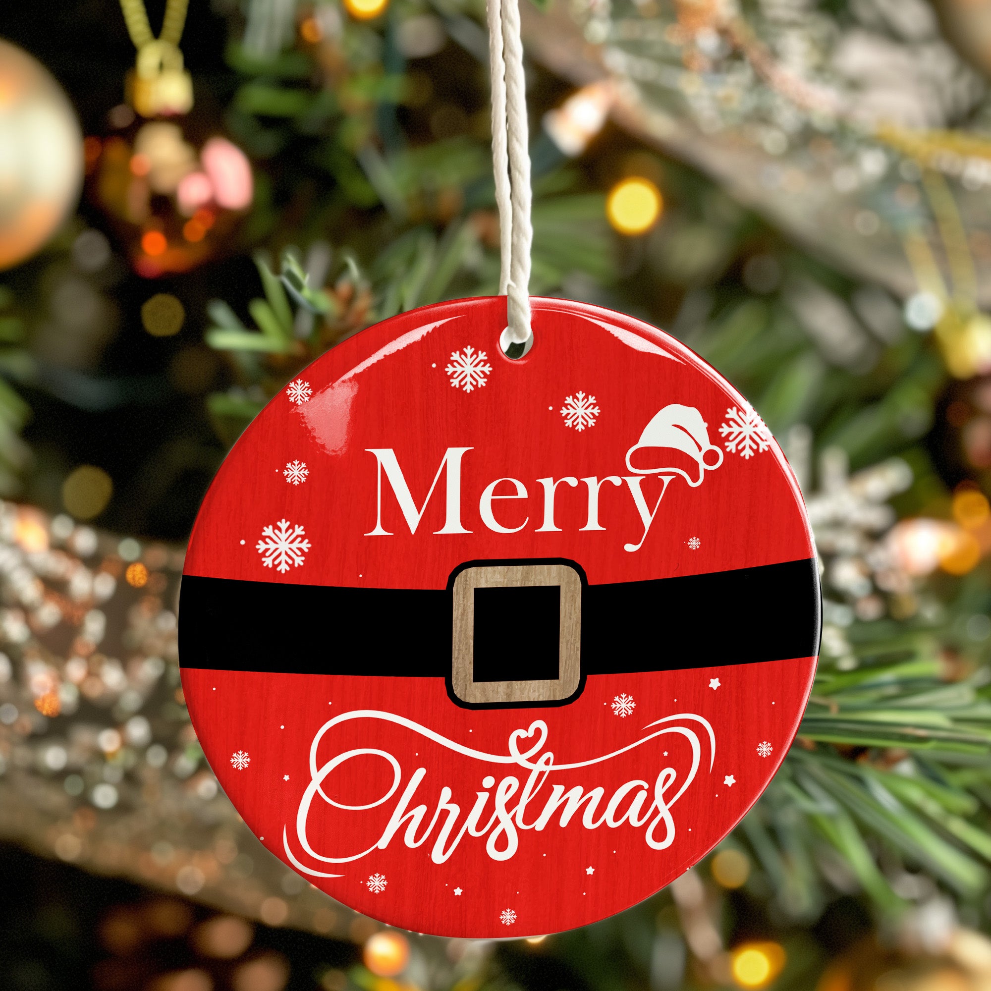 Personalized Santa Belt Ceramic Christmas Ornament – Handcrafted Holiday Décor Gift with Customizable Options for Family and Friends - Image 7