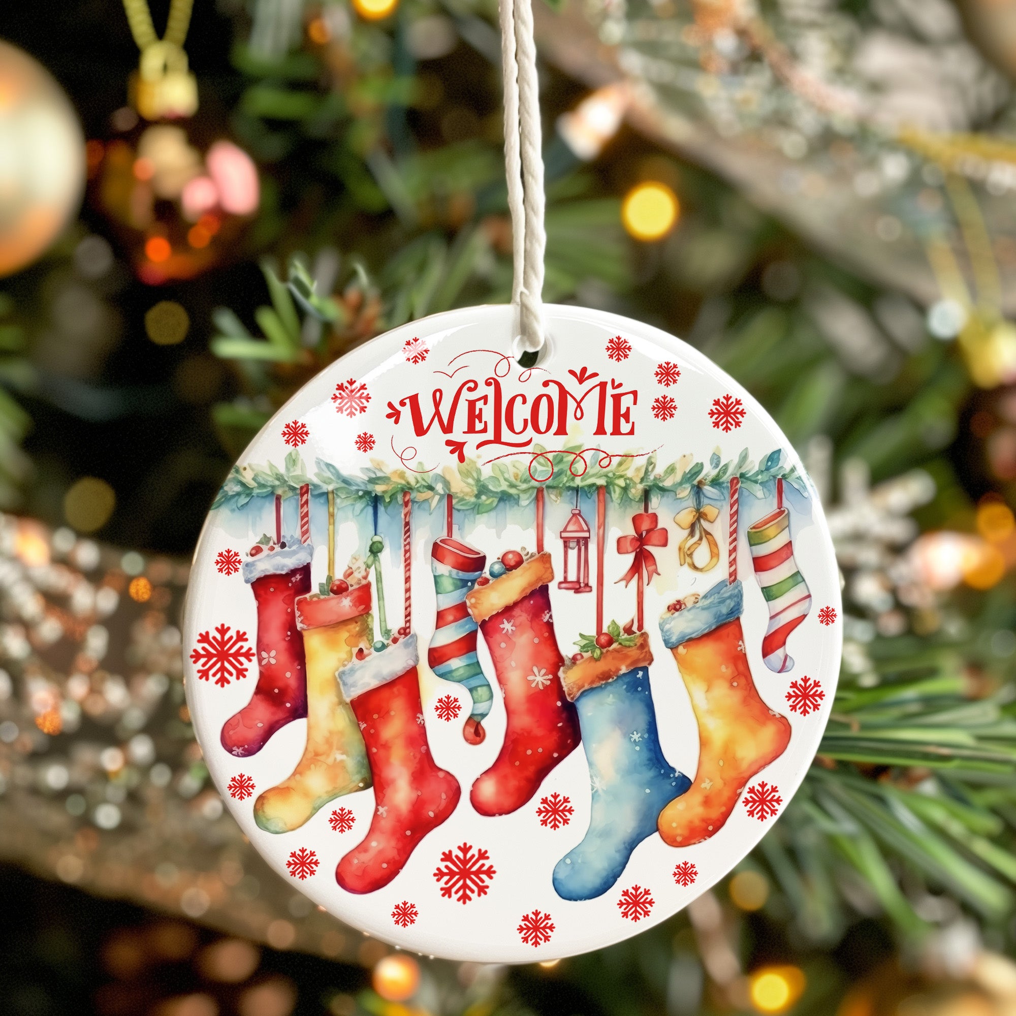 Personalized Ceramic Christmas Ornament with Colorful Stockings Design - Perfect Handmade Holiday Gift - Image 7