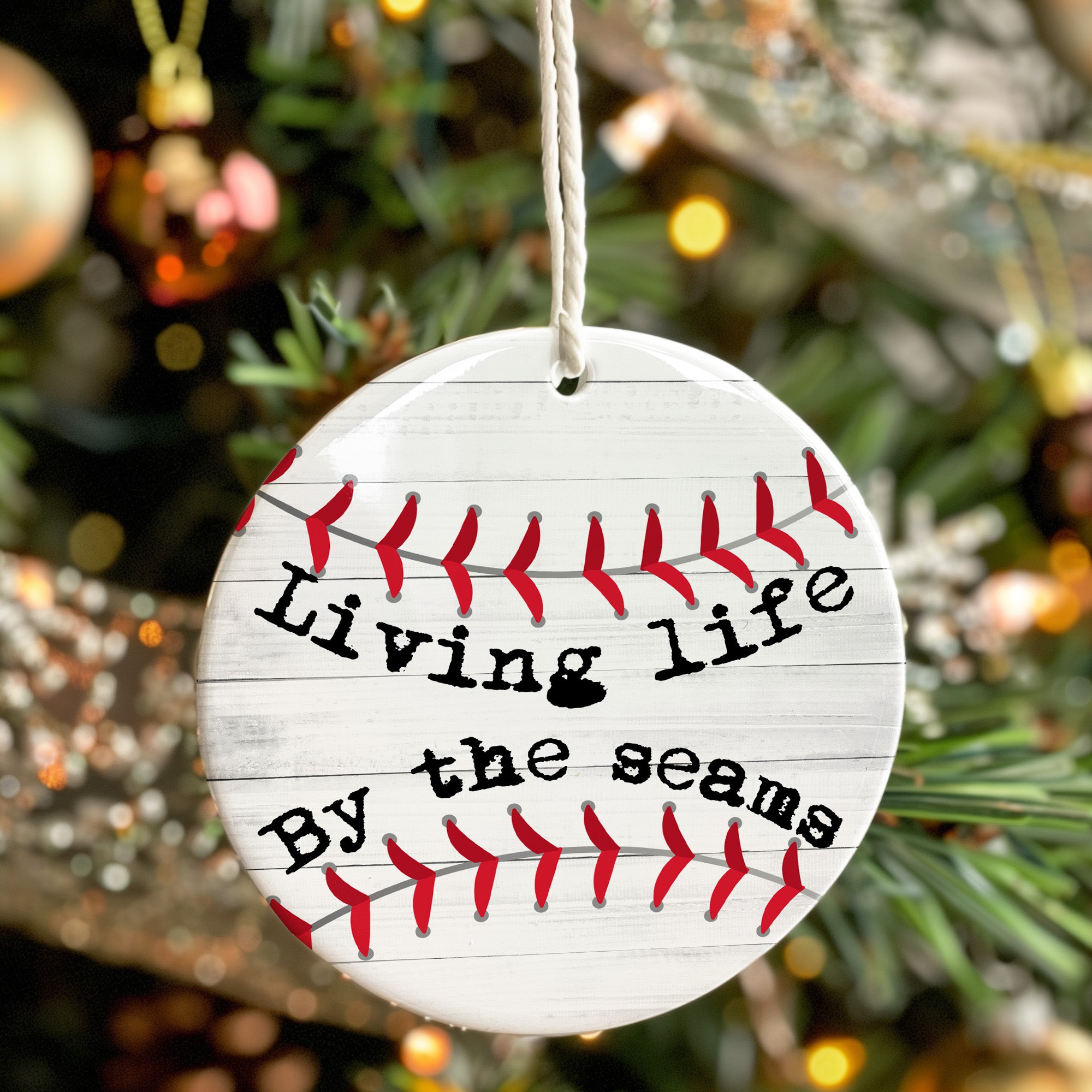 Personalized Baseball-Themed Ceramic Ornament - "Living Life By the Seams" - Custom Sports Gift for Fans & Players - Image 7