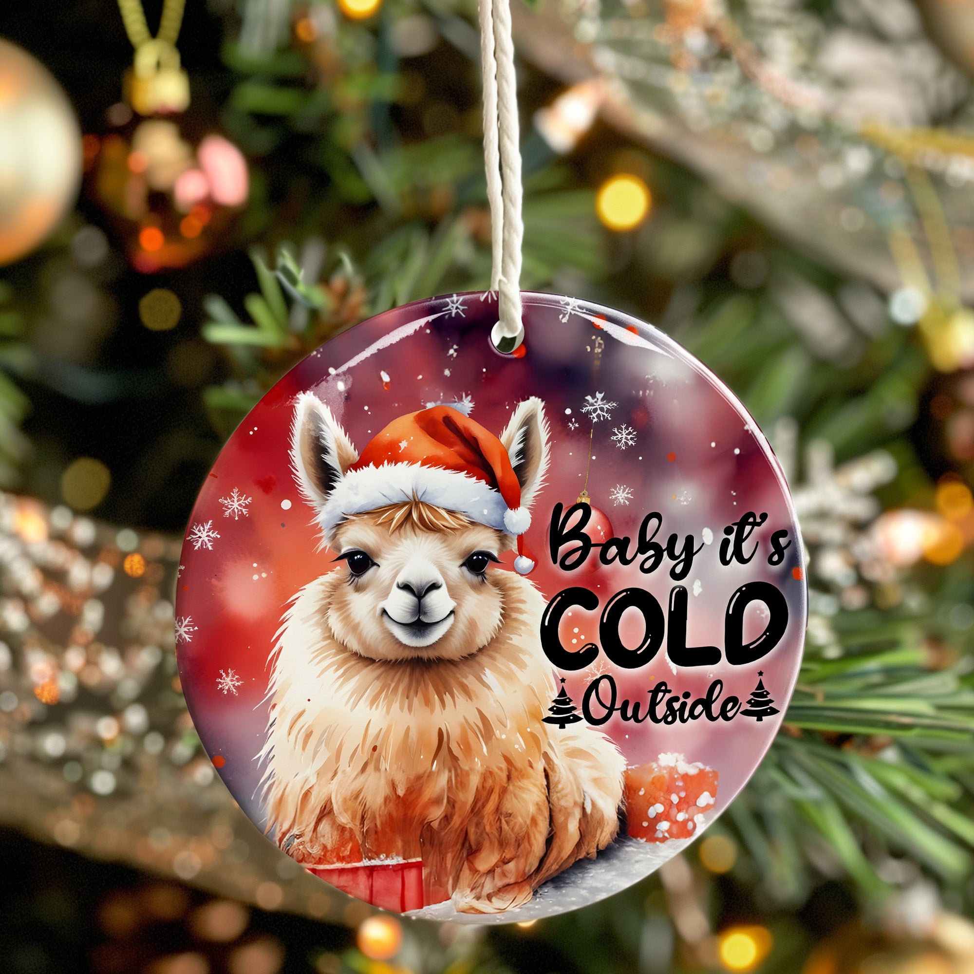 Personalized Llama Christmas Ornament - Festive Ceramic Decoration with Custom Message for Holiday Gifting - Image 7
