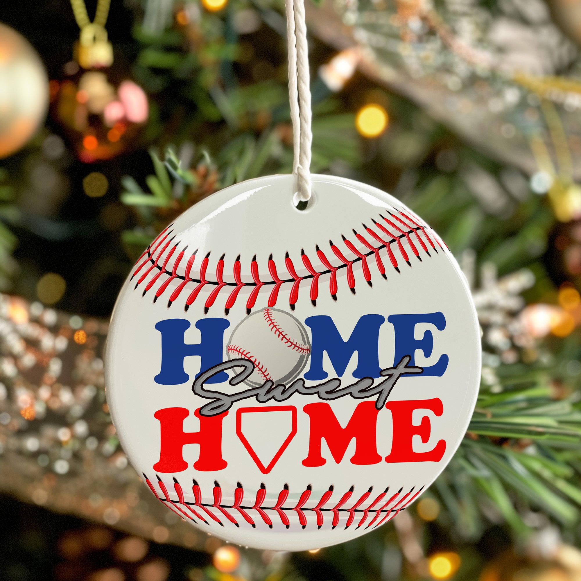 Personalized "Home Sweet Home" Baseball Ceramic Ornament – Perfect for Sports Enthusiasts and Gift Giving - Image 7