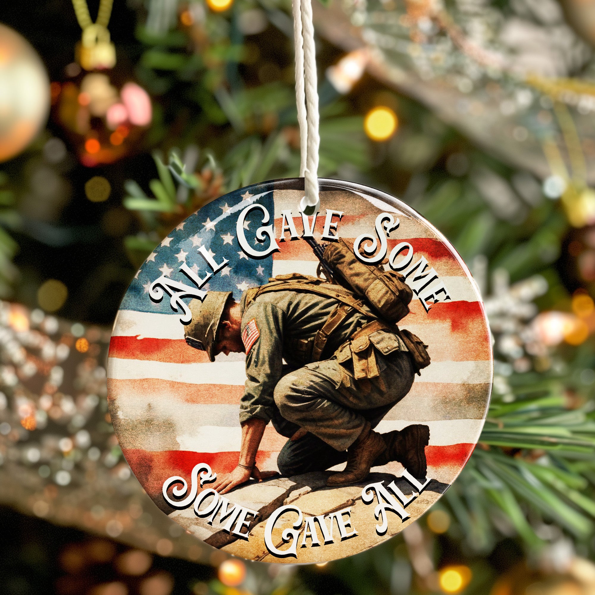 Personalized Military Tribute Ceramic Ornament - "All Gave Some, Some Gave All" Keepsake with American Flag Design - Image 7