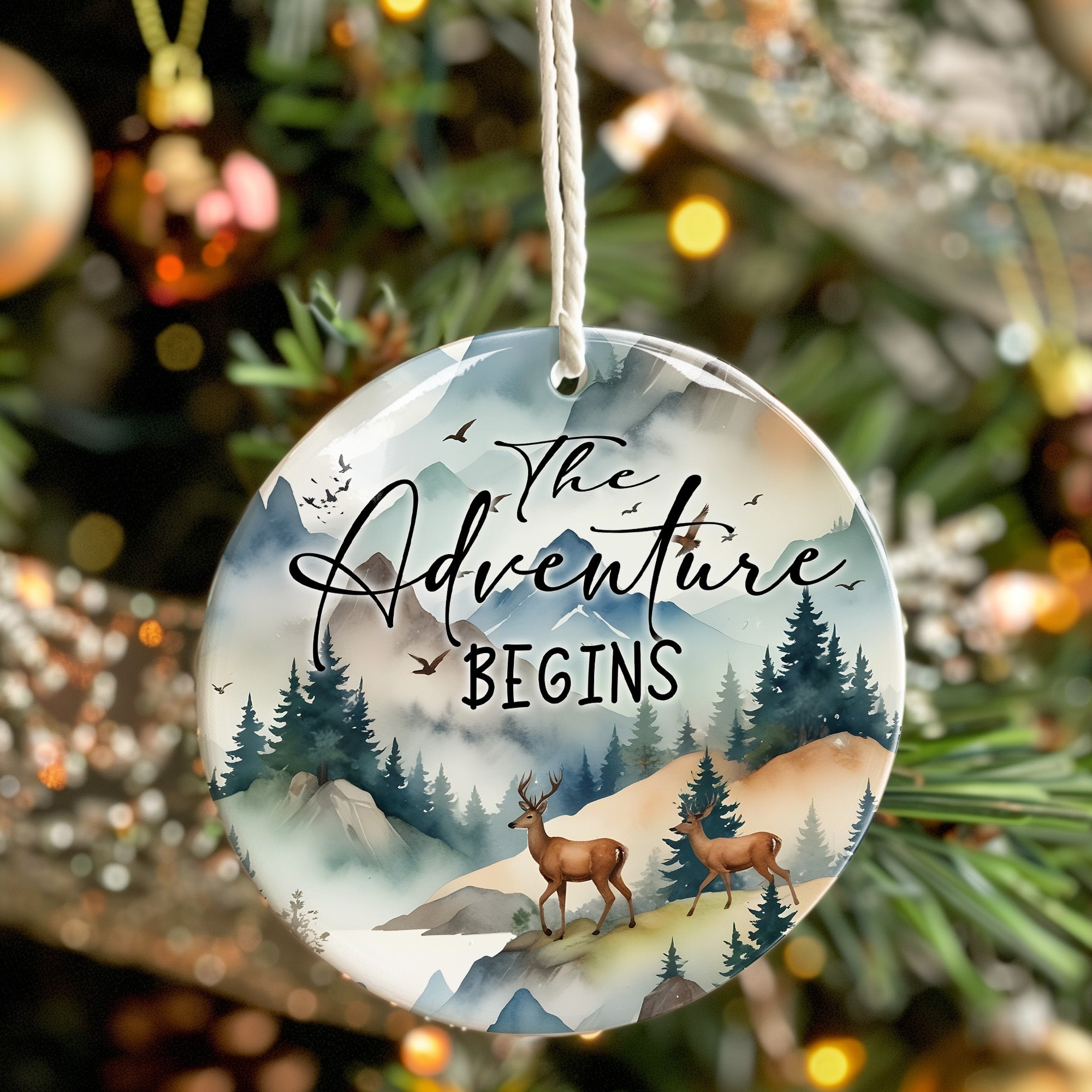 Personalized Ceramic Ornament - "The Adventure Begins" - Handcrafted Keepsake Gift for Nature Lovers - Image 7