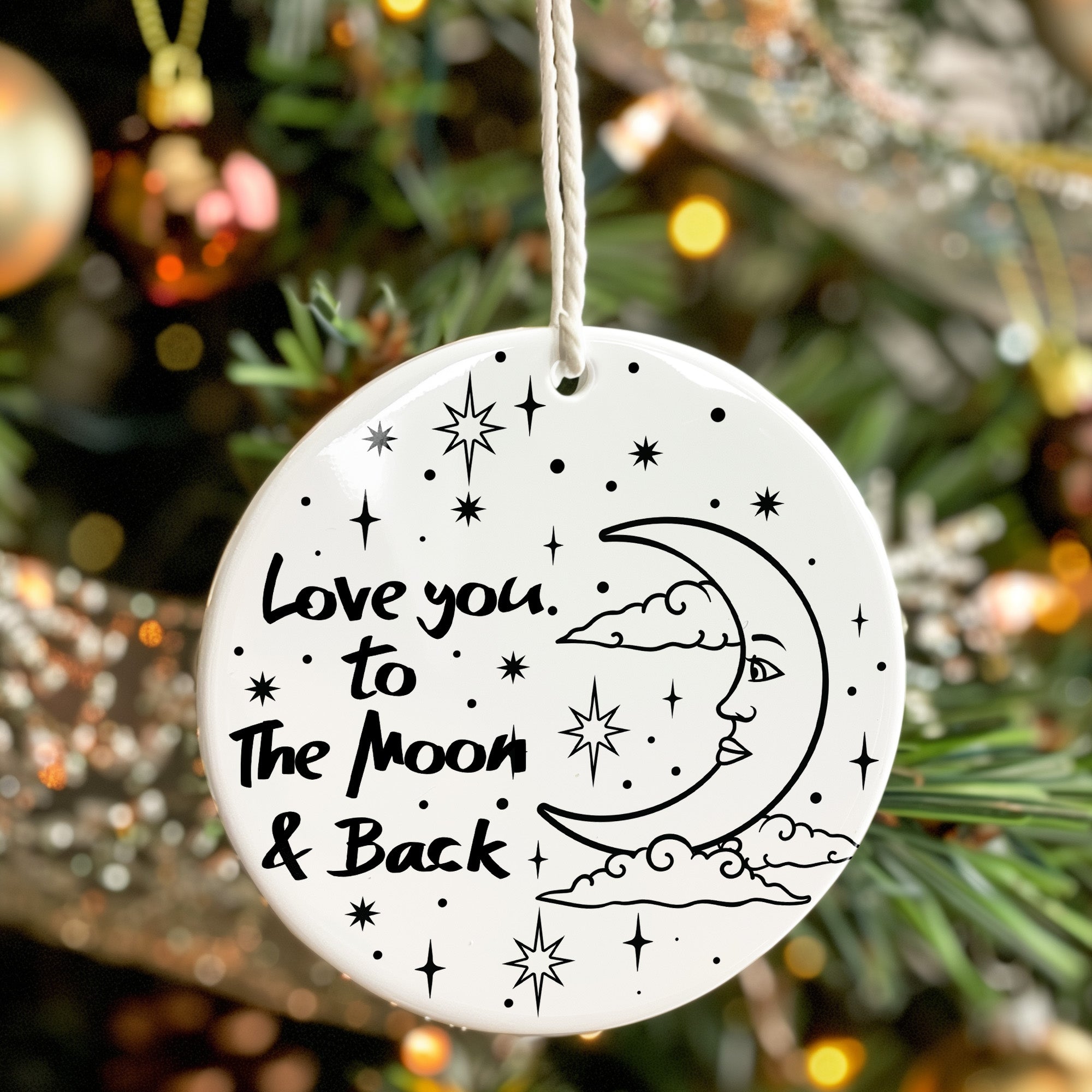 Personalized "Love You to the Moon & Back" Ceramic Ornament - Handcrafted Gift for Any Occasion - Image 7