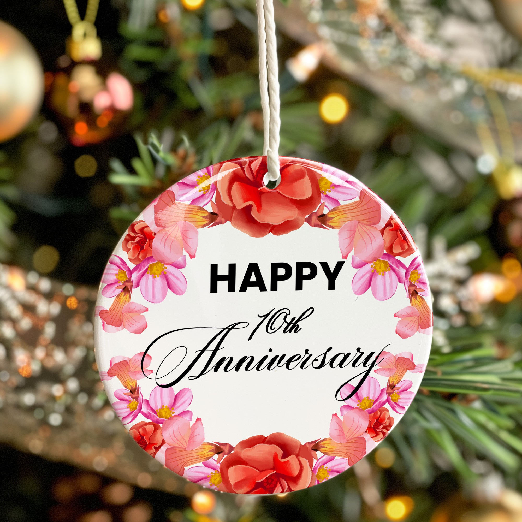 Celebrate Milestones with Our Personalized 10th Anniversary Ceramic Ornament - Perfect Handmade Gift for Loved Ones - Image 7