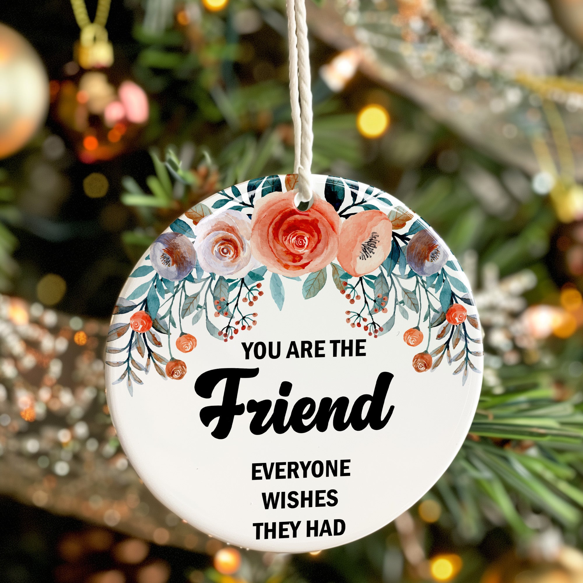 Personalized Floral Friendship Ceramic Ornament - Perfect Handmade Gift with Heartfelt Message - Image 7