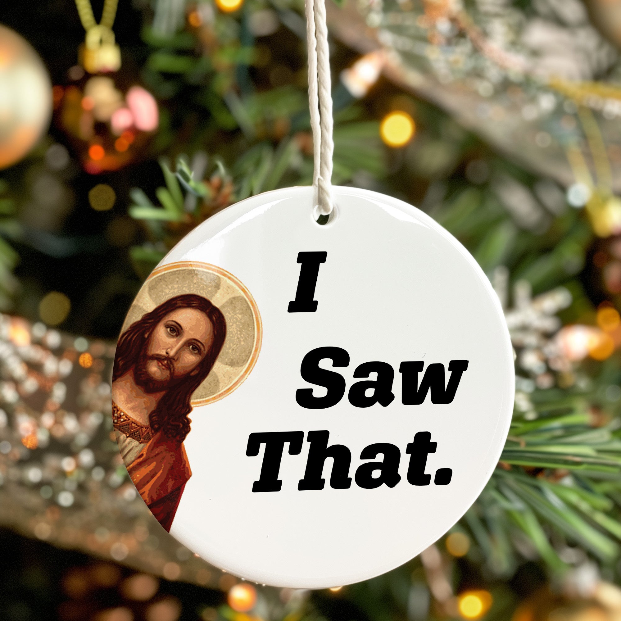 Personalized "I Saw That" Ceramic Ornament – Handcrafted Holiday Decor with Custom Engraving - Image 7