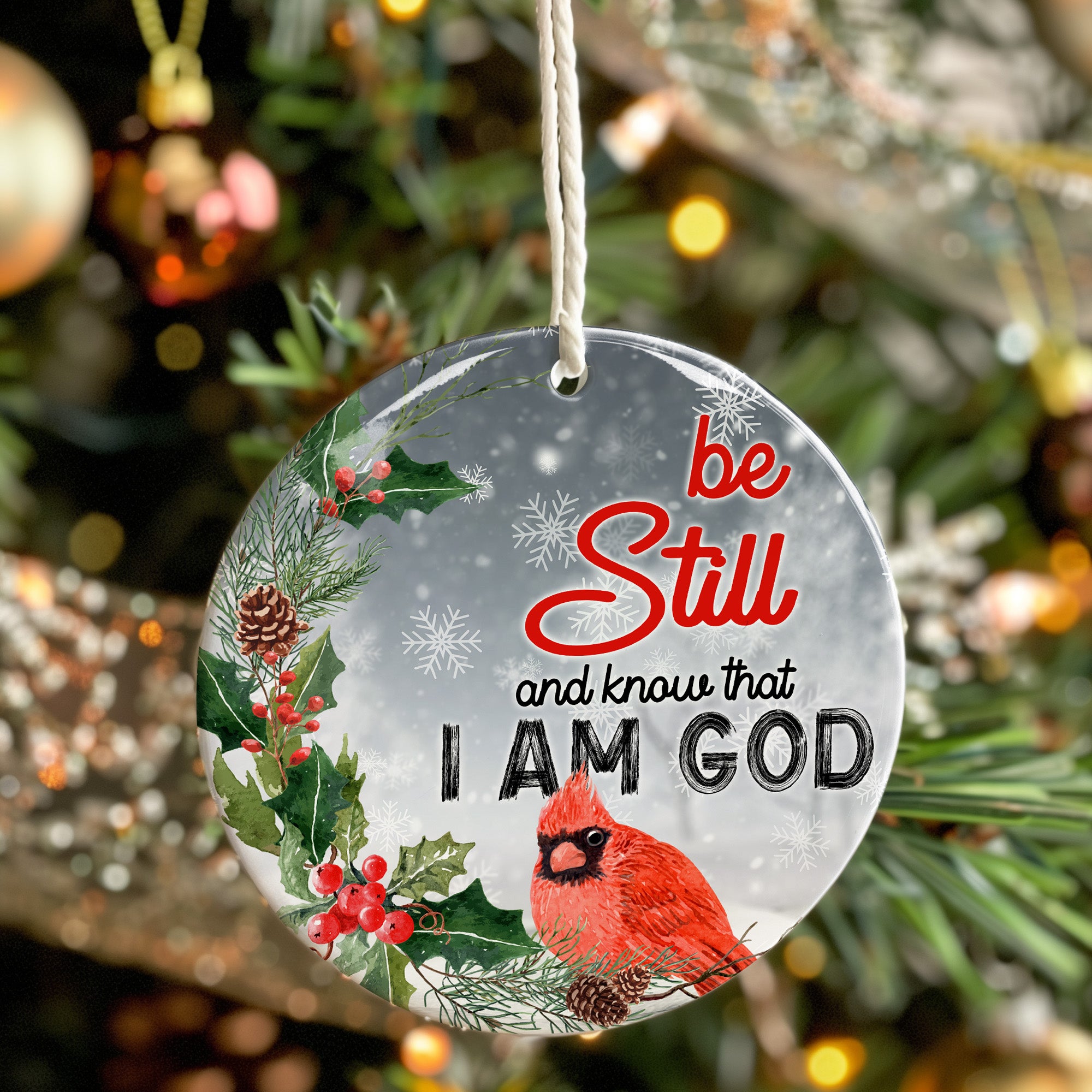 Personalized Ceramic Ornament with Holiday Cardinal - "Be Still and Know" - Perfect Christmas Decoration and Gift - Image 7