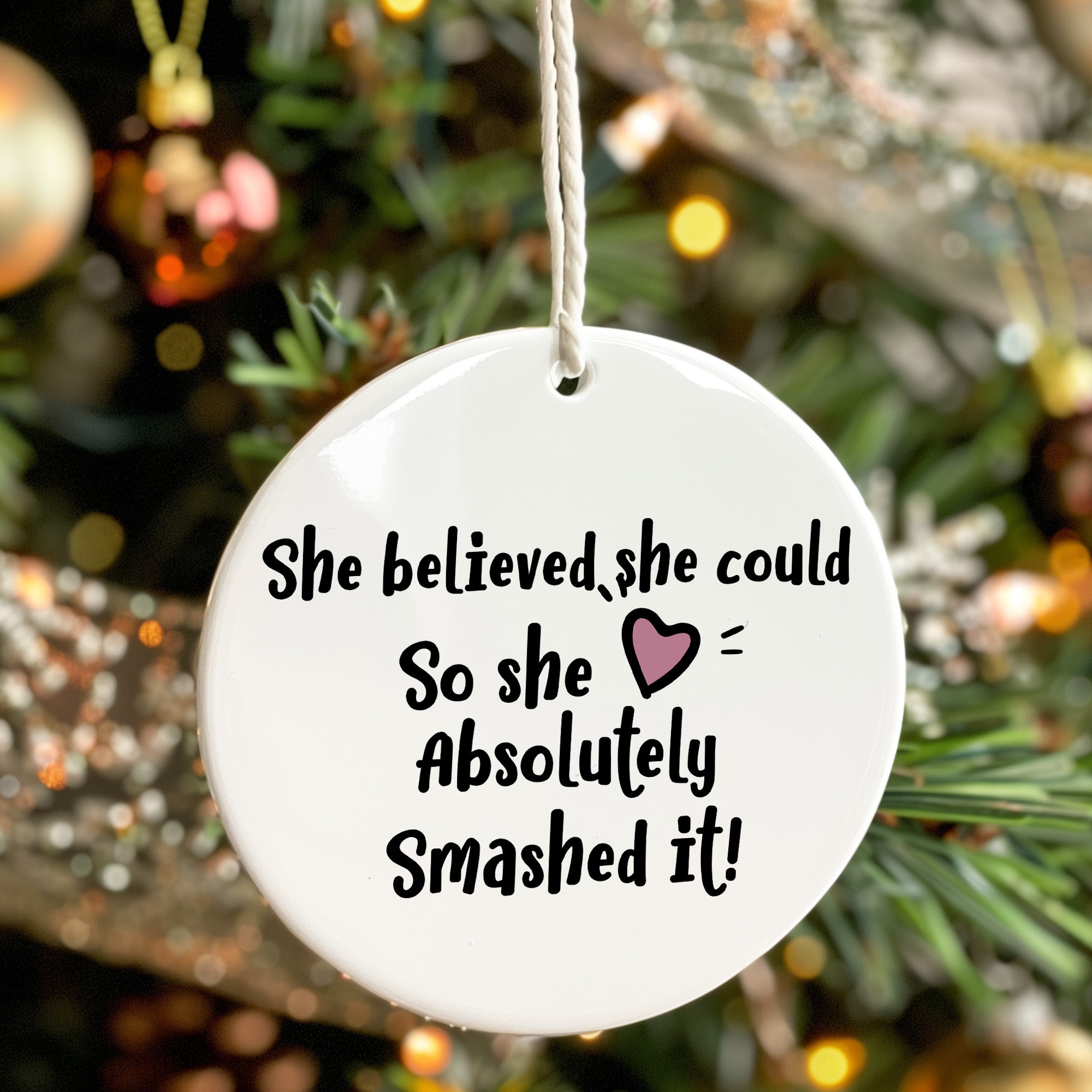 Personalized Inspirational Ceramic Ornament for Women – "She Believed, She Could" – Unique Handmade Gift for Empowerment - Image 7