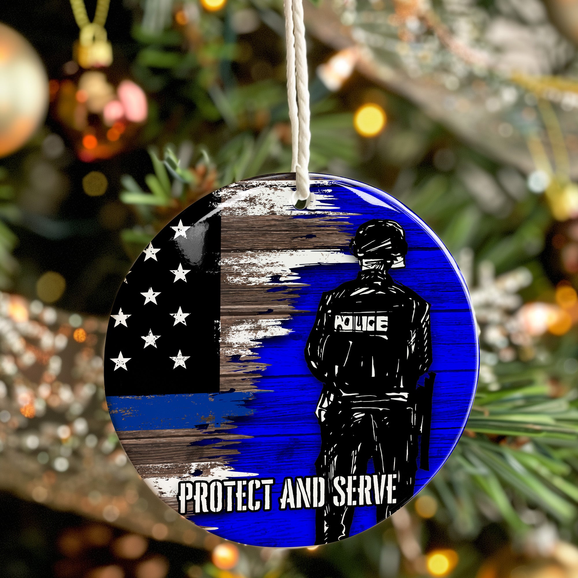 Personalized Police Officer Ceramic Ornament - Handmade Thin Blue Line Decor with Custom Text for Honor and Appreciation - Image 7