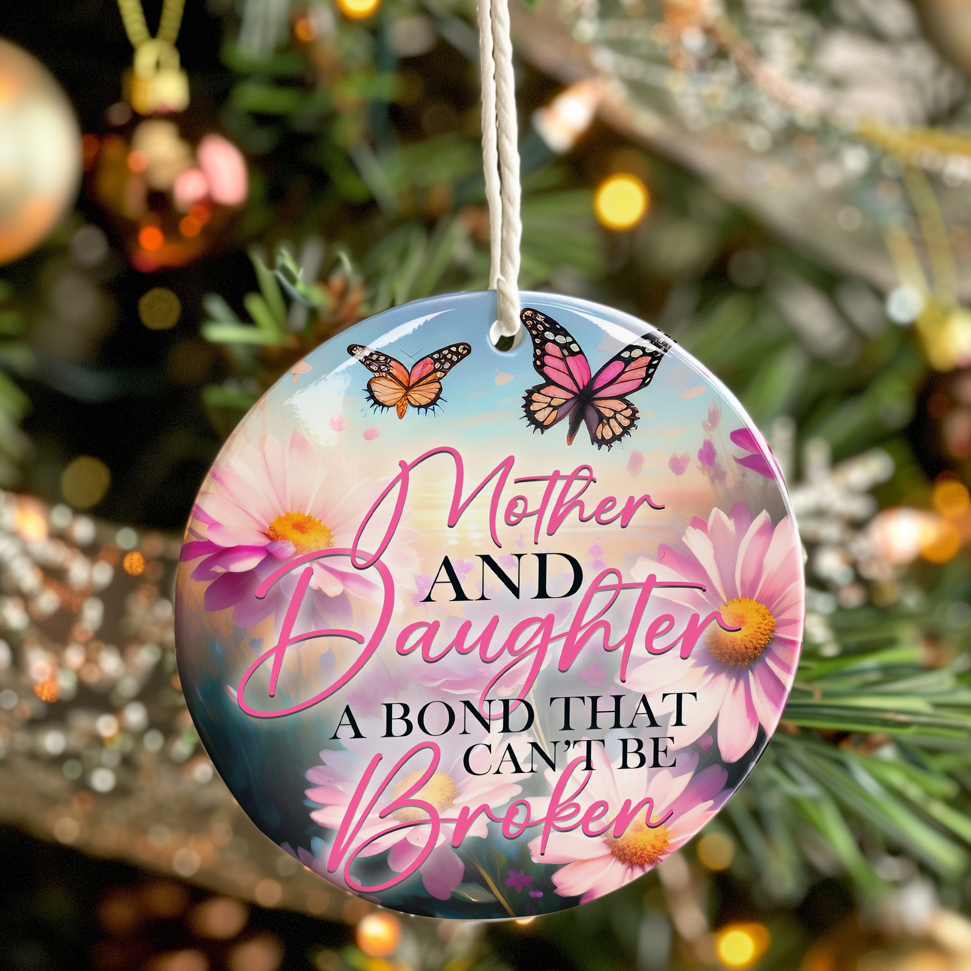 Personalized Mother and Daughter Ceramic Ornament – Handcrafted Floral Design with Heartfelt Message for Unbreakable Bonds - Image 7