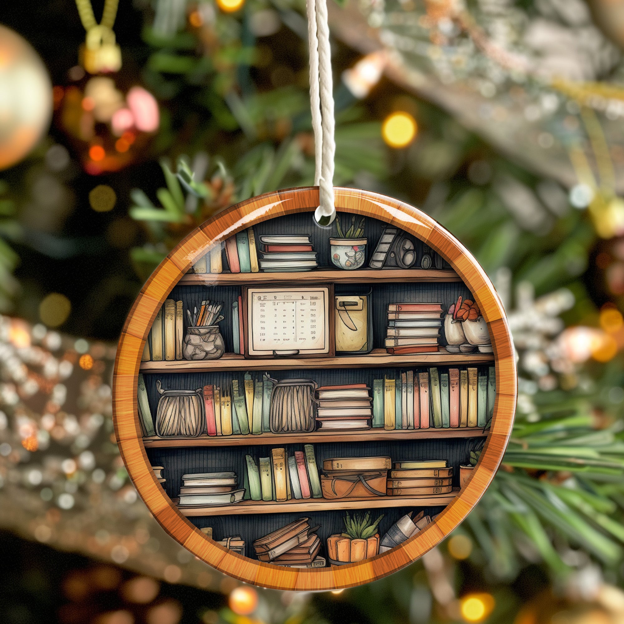 Personalized Bookshelf Ceramic Ornament - Customizable Literary Keepsake for Book Lovers and Bibliophiles - Image 7