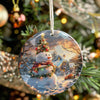 Personalized Winter Wonderland Ceramic Ornament - Handcrafted Snowman and Cozy Cabin Scene - Perfect Holiday Gift - Image 7