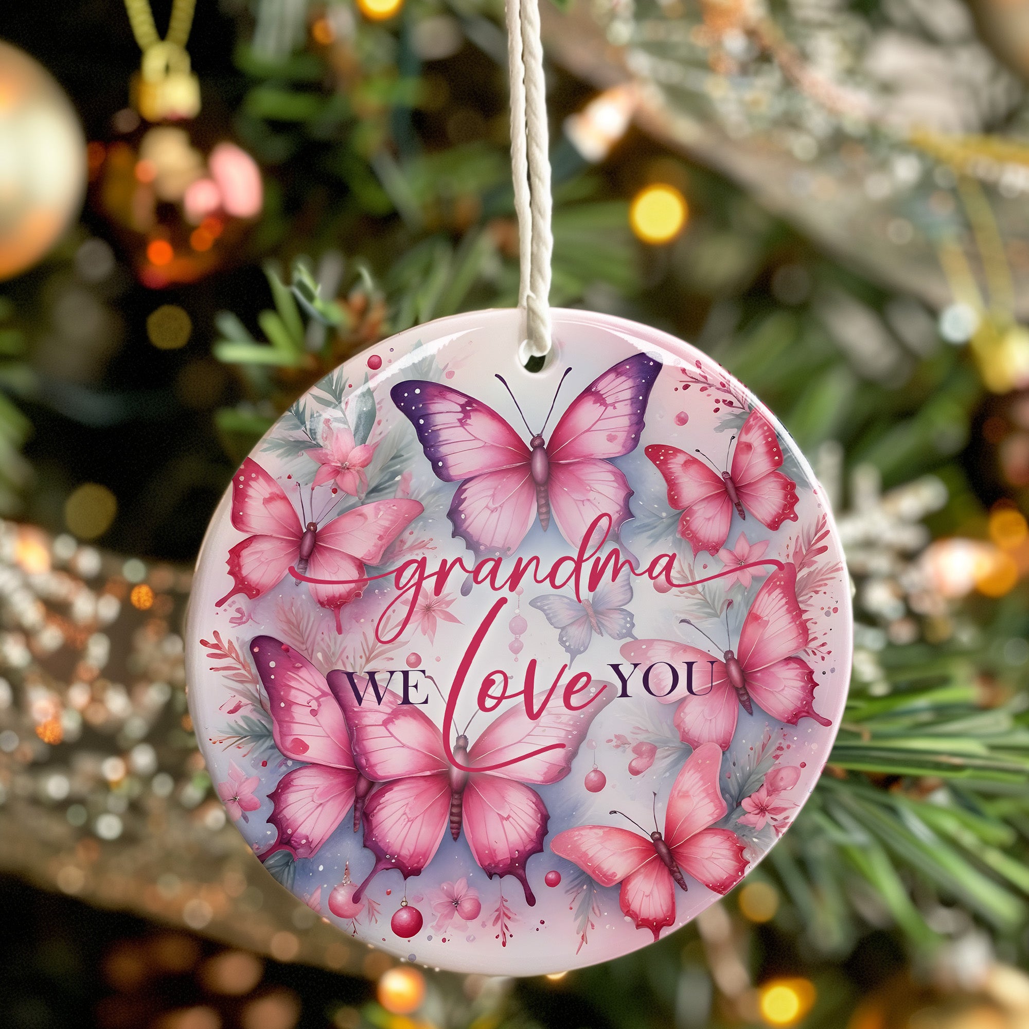 Personalized "Grandma, We Love You" Ceramic Ornament - Handcrafted Butterfly Design for Lasting Memories and Heartfelt Gift-Giving - Image 7