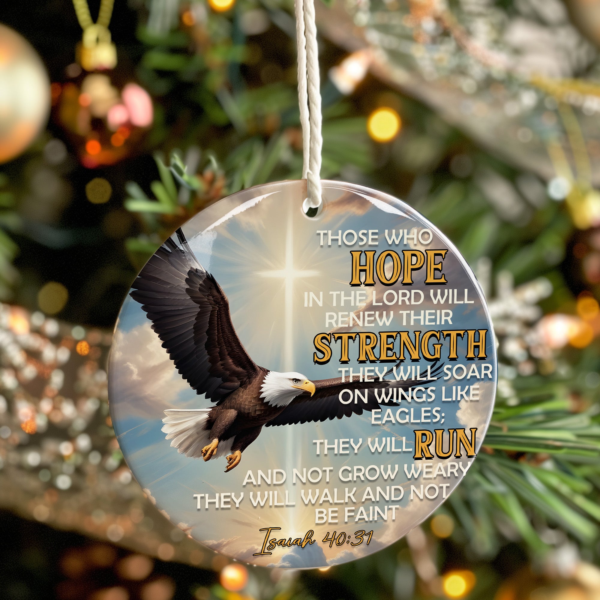 Personalized Eagle Faith Ceramic Ornament – Inspirational Isaiah 40:31 Decor, Perfect for Uplifting Gifts - Image 7
