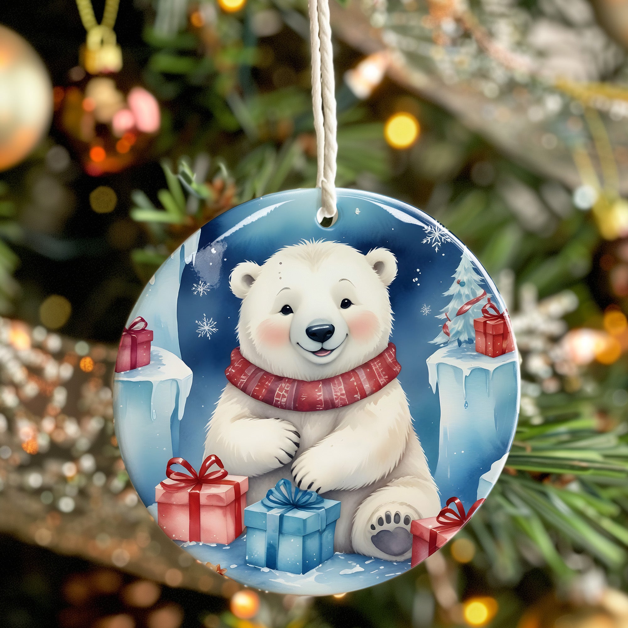 Personalized Polar Bear Christmas Ornament – Handmade Ceramic Gift with Cute Winter Design for Holiday Magic - Image 7