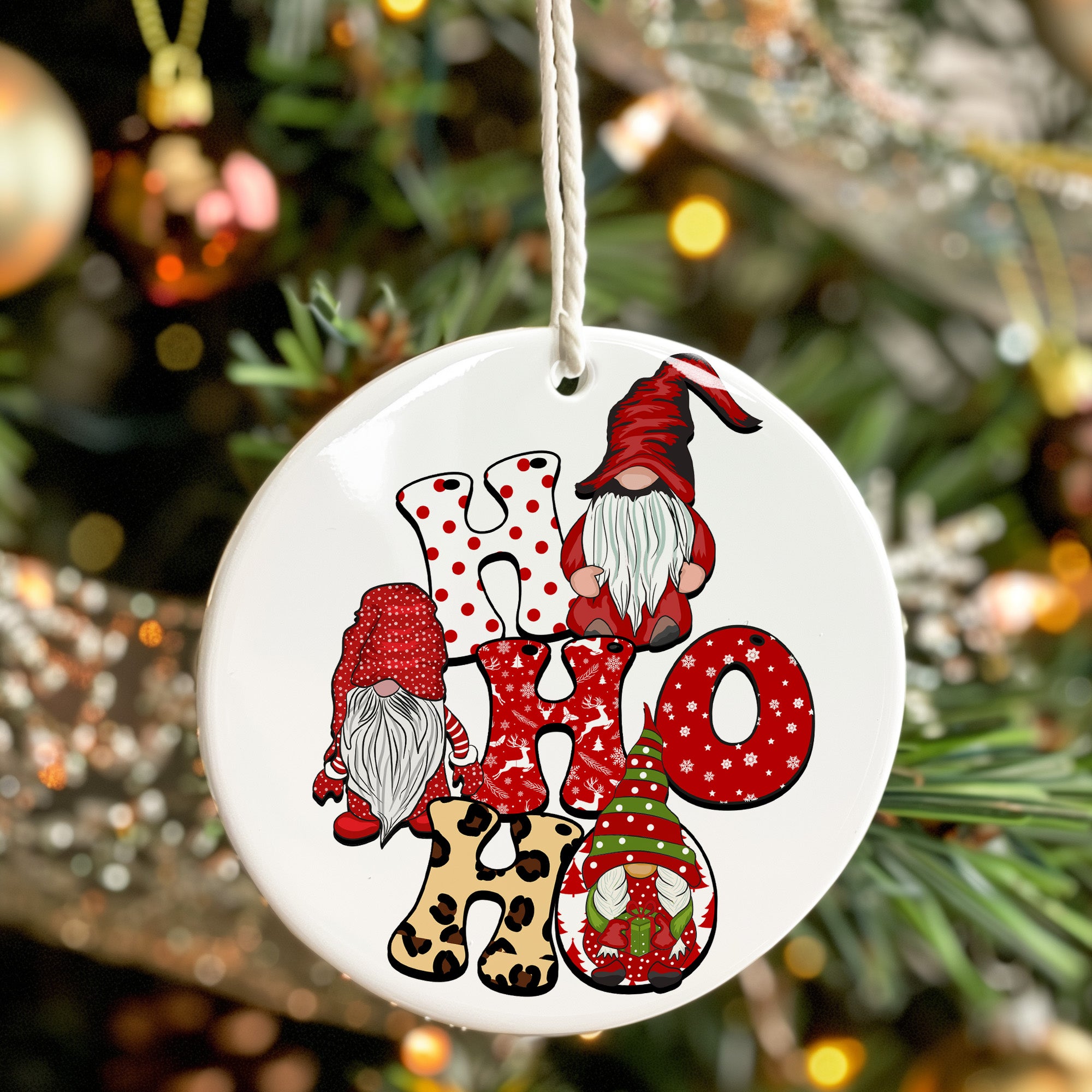 Personalized Santa Gnome Ceramic Ornament - Festive Holiday Decor with Customization Options for Christmas Tree - Image 7