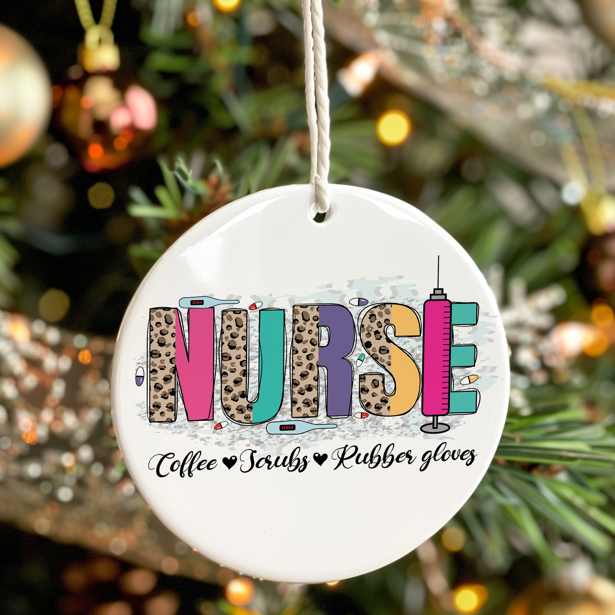 Personalized Nurse Ceramic Ornament - Leopard Print Design, Perfect Gift for Nurses with Customizable Keepsake Details - Image 7