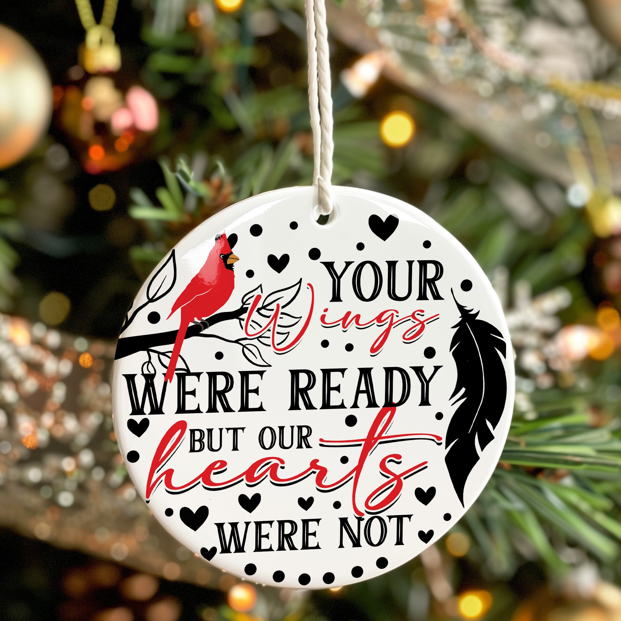 Personalized Memorial Ceramic Ornament with Cardinal and Feather Design – Heartfelt Keepsake for Loved Ones - Image 7