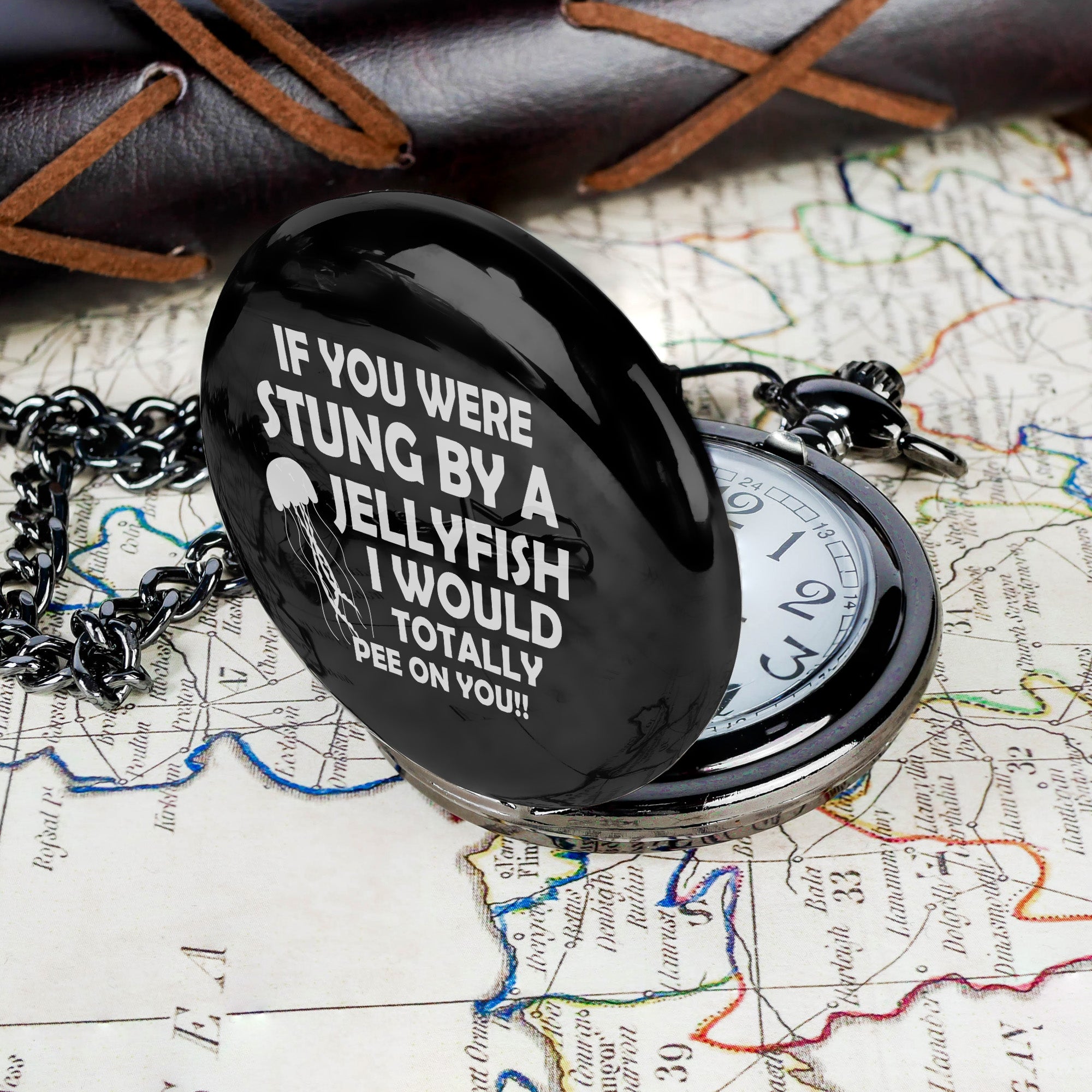 Personalized Pocket Watch with Humorous Jellyfish Quote - Perfect Handmade Gift for Friends - Image 7