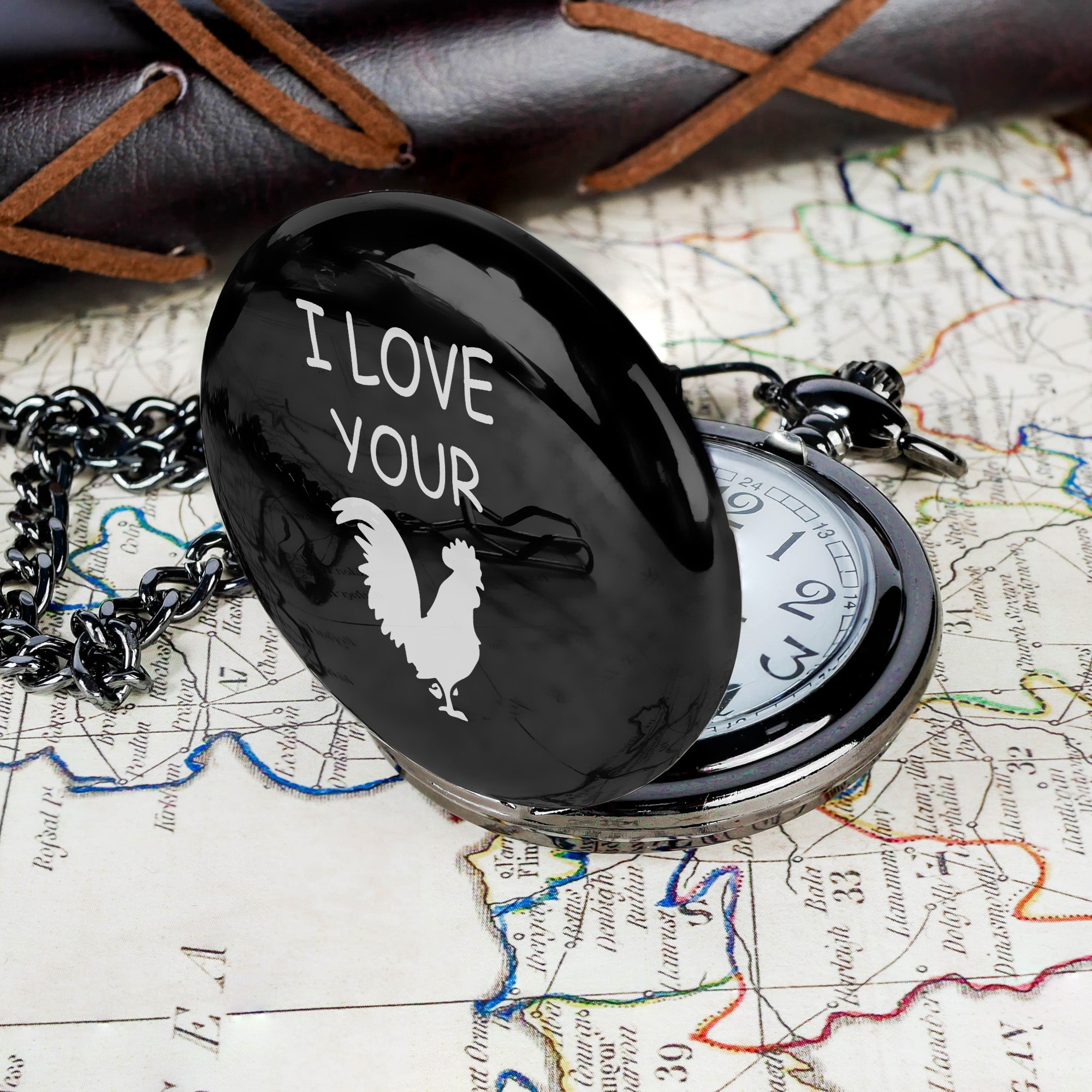 Personalized Pocket Watch - "I Love Your" Design with Silhouette Art - Perfect Custom Gift for Special Occasions - Image 7