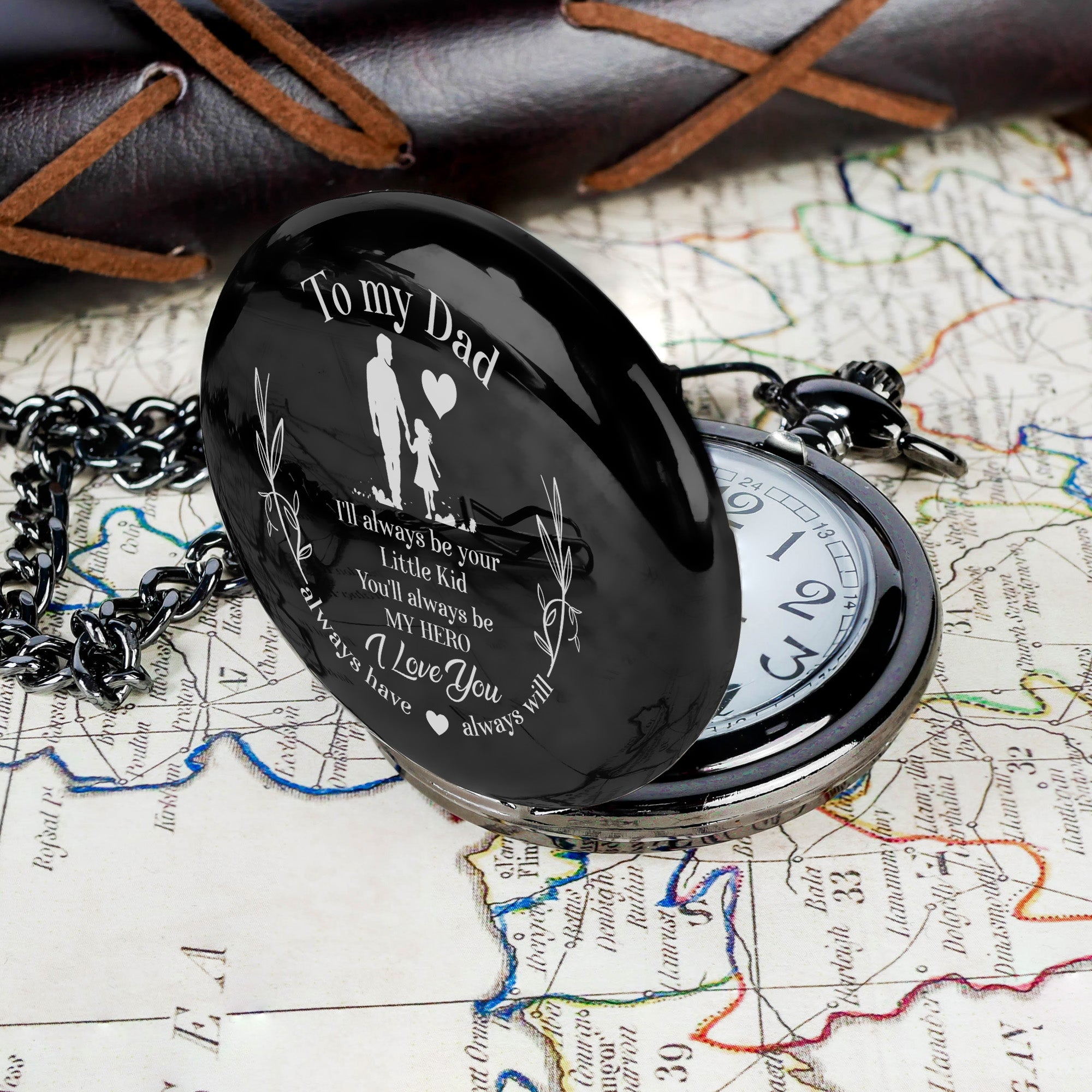 Personalized "To My Dad" Engraved Pocket Watch - Timeless Gift with Heartfelt Message for Father's Day or Daddy’s Little Kid - Image 7