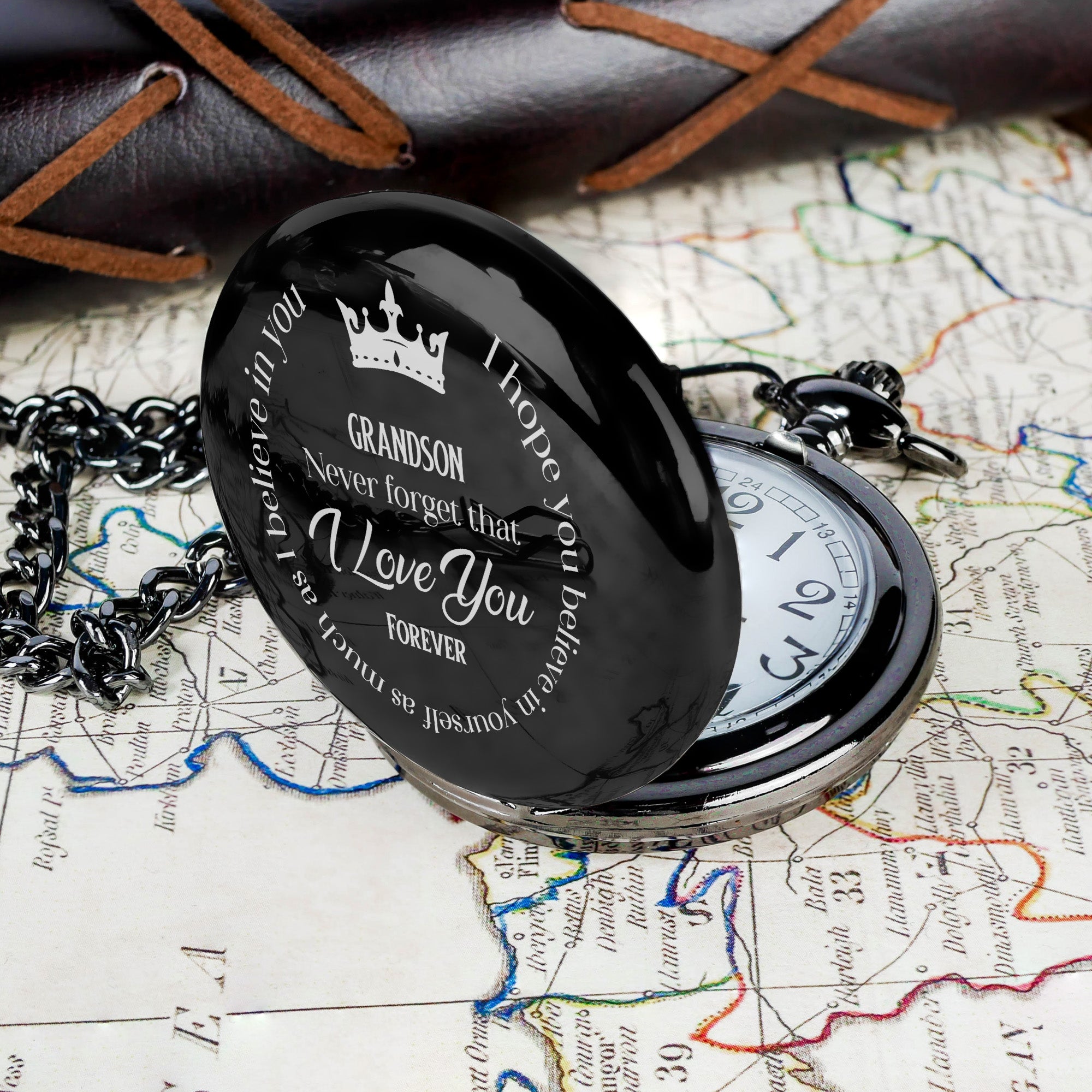 Personalized Engraved Pocket Watch for Grandson - Timeless Keepsake with Loving Message and Durable Craftsmanship - Image 7