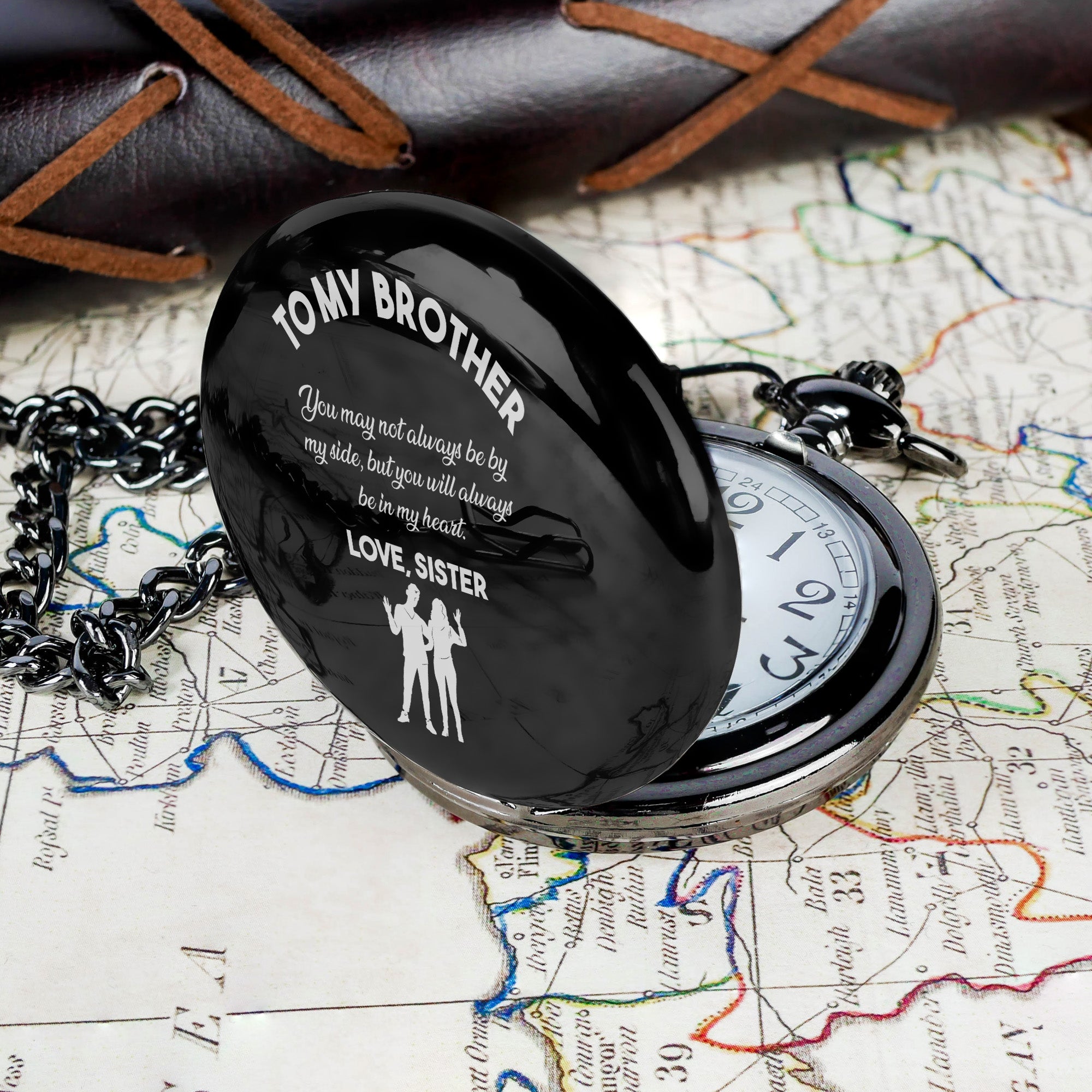 Personalized Engraved Pocket Watch for Brother – Timeless Keepsake Gift from Sister - Image 7