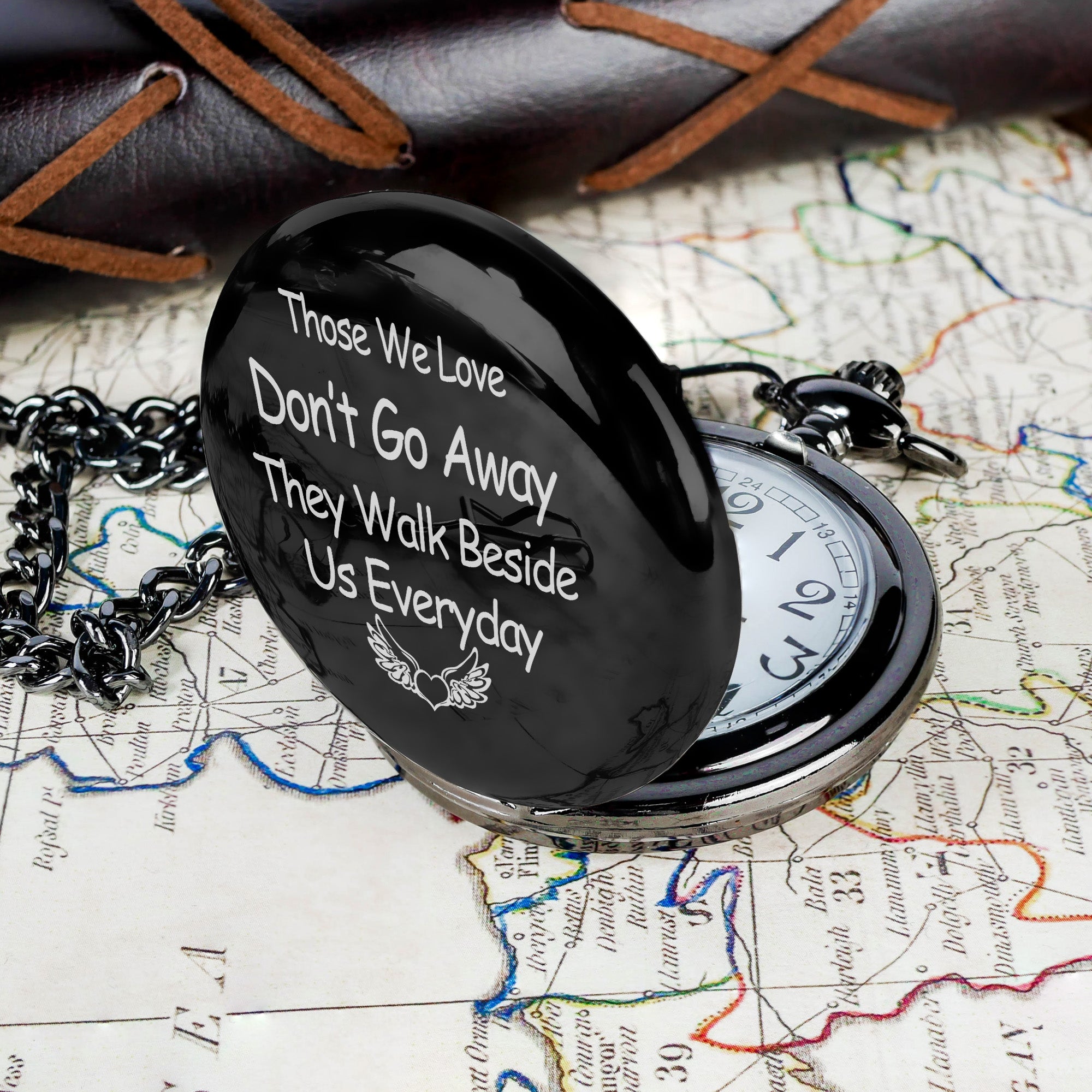 Personalized Memorial Pocket Watch - Elegant Black Finish with Heartfelt Engraving - Thoughtful Gift for Loved Ones - Image 7